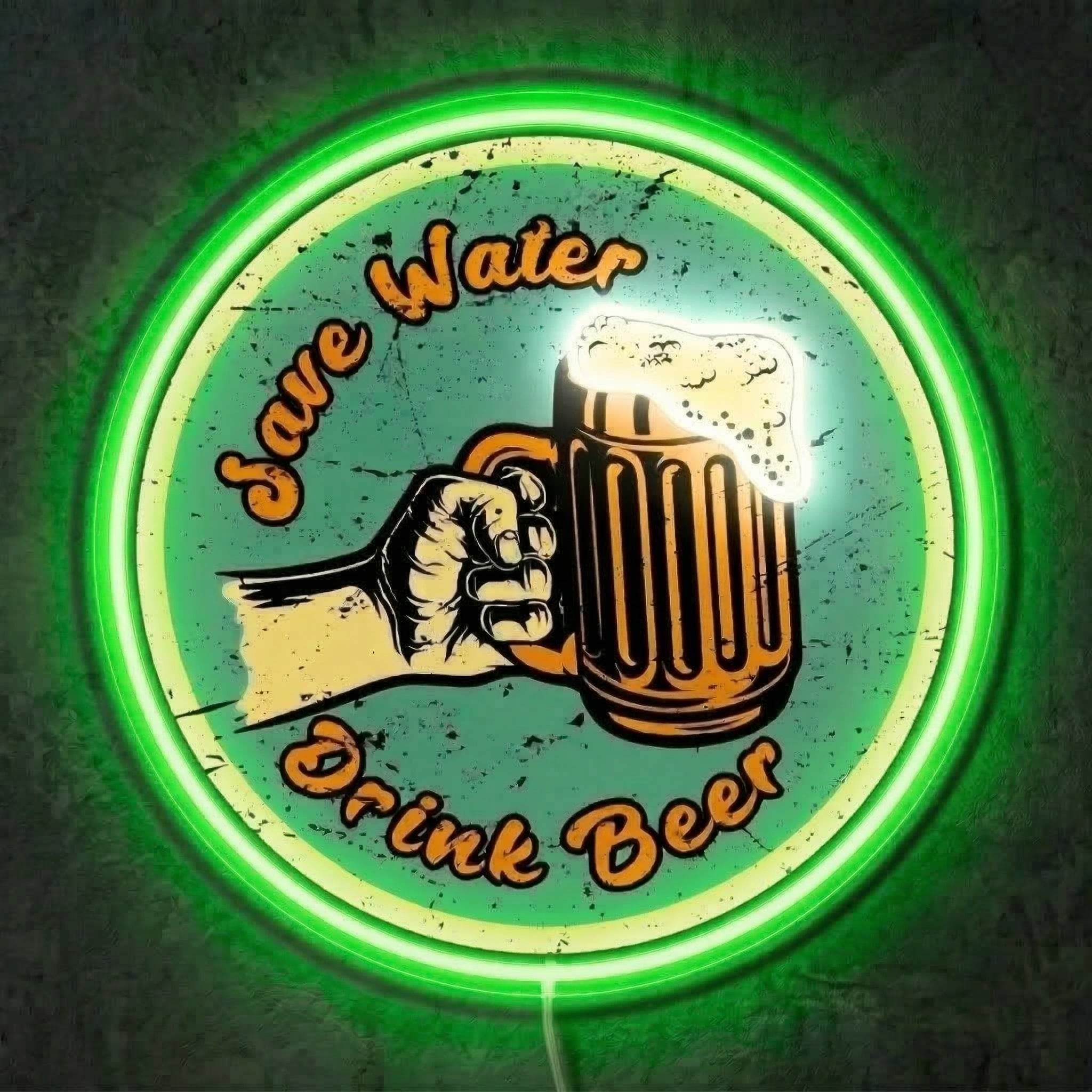 ShineNeon™ Save Water Drink Beer LED Neon Sign - Vintage Bar Wall Art USB Powered Decor