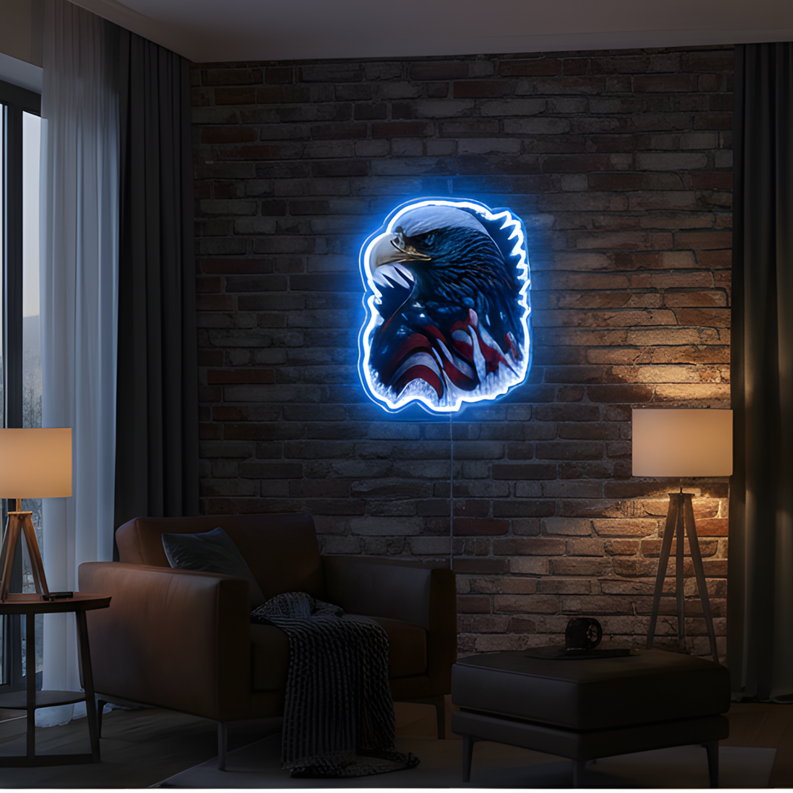 ShineNeon™ Patriotic American Eagle LED Sign - US Flag Wall Decor for Man Cave & Garage