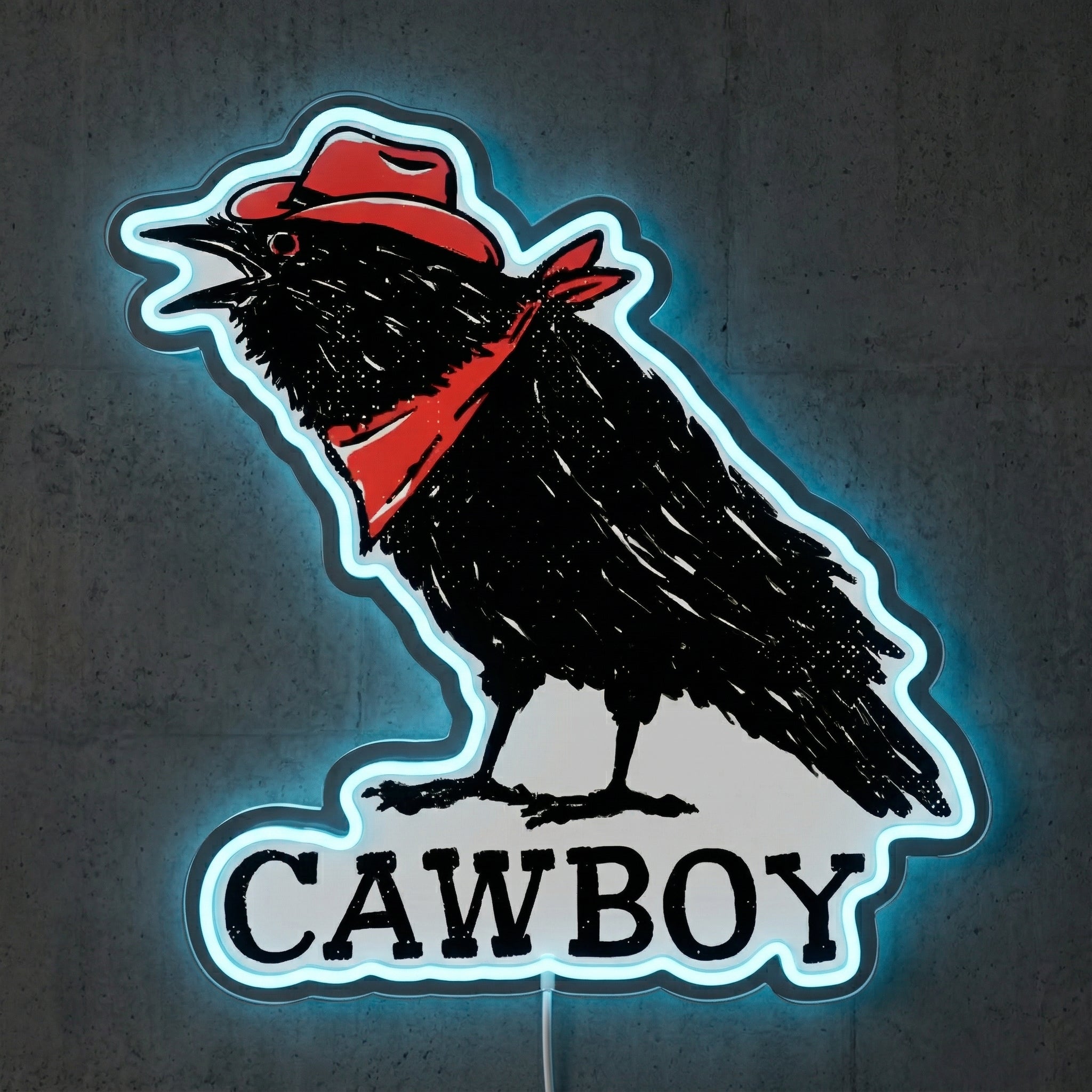 ShineNeon™ Cowboy Raven neon sign USB Power - LED neon sign close-up detail