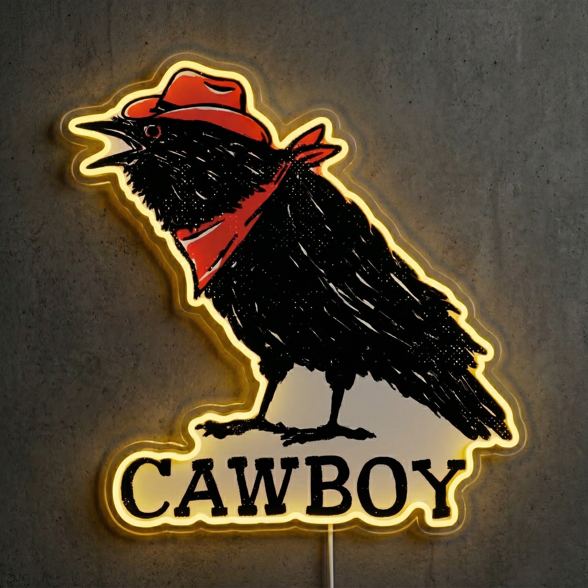 ShineNeon™ Cowboy Raven neon sign USB Power - Custom LED neon sign front view