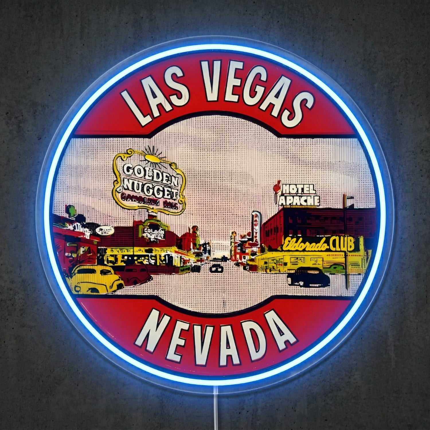ShineNeon™ Las Vegas Skyline neon sign USB Power - Neon sign mounted on wall in room