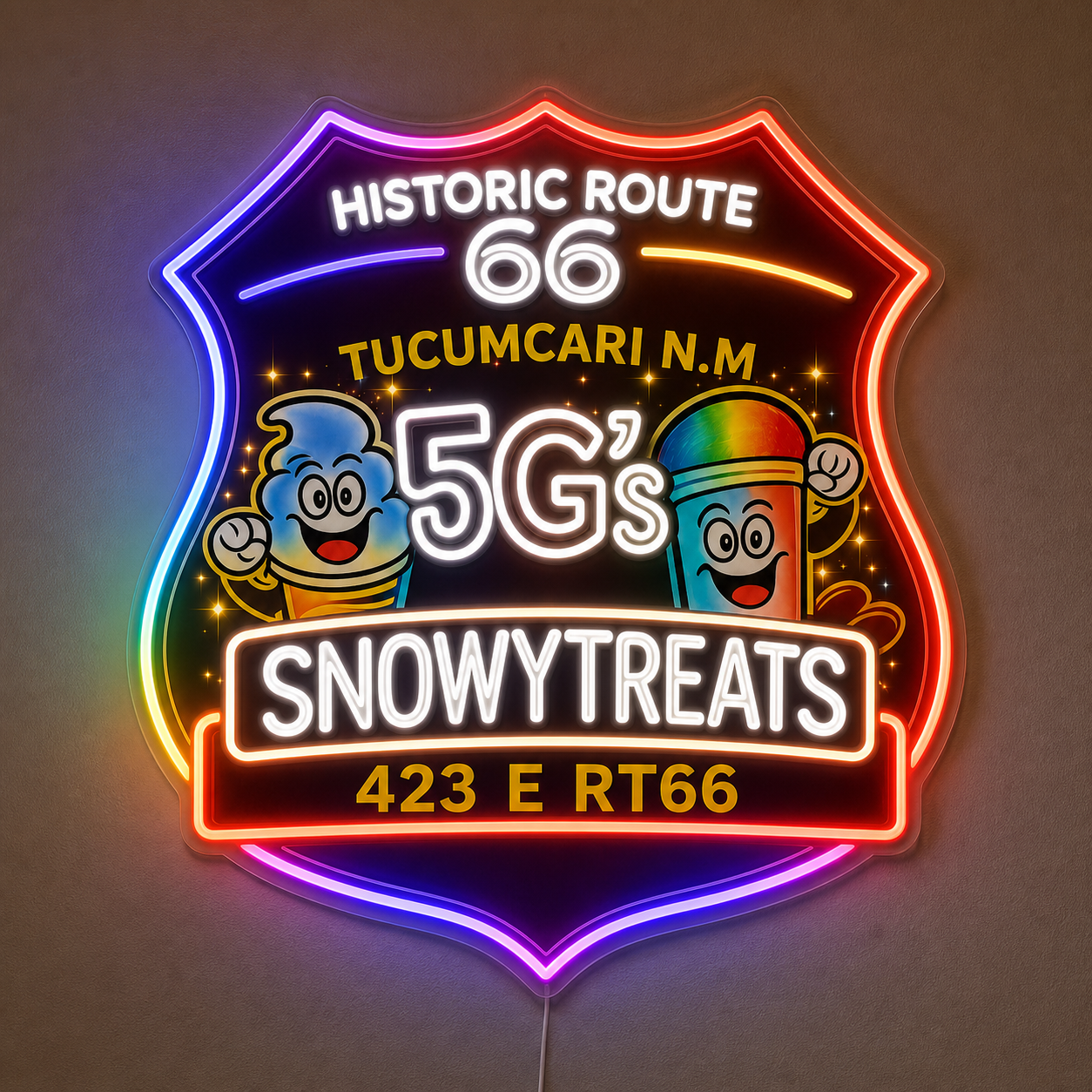 5G's SNOWY TREATS HISTORIC ROUTE 66 Custom LED Neon Sign - Shineneon