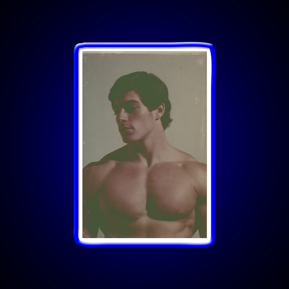 70S Muscular Handsome Male Vintage Physique Gym Fitness Led Neon Sign Rgb Color