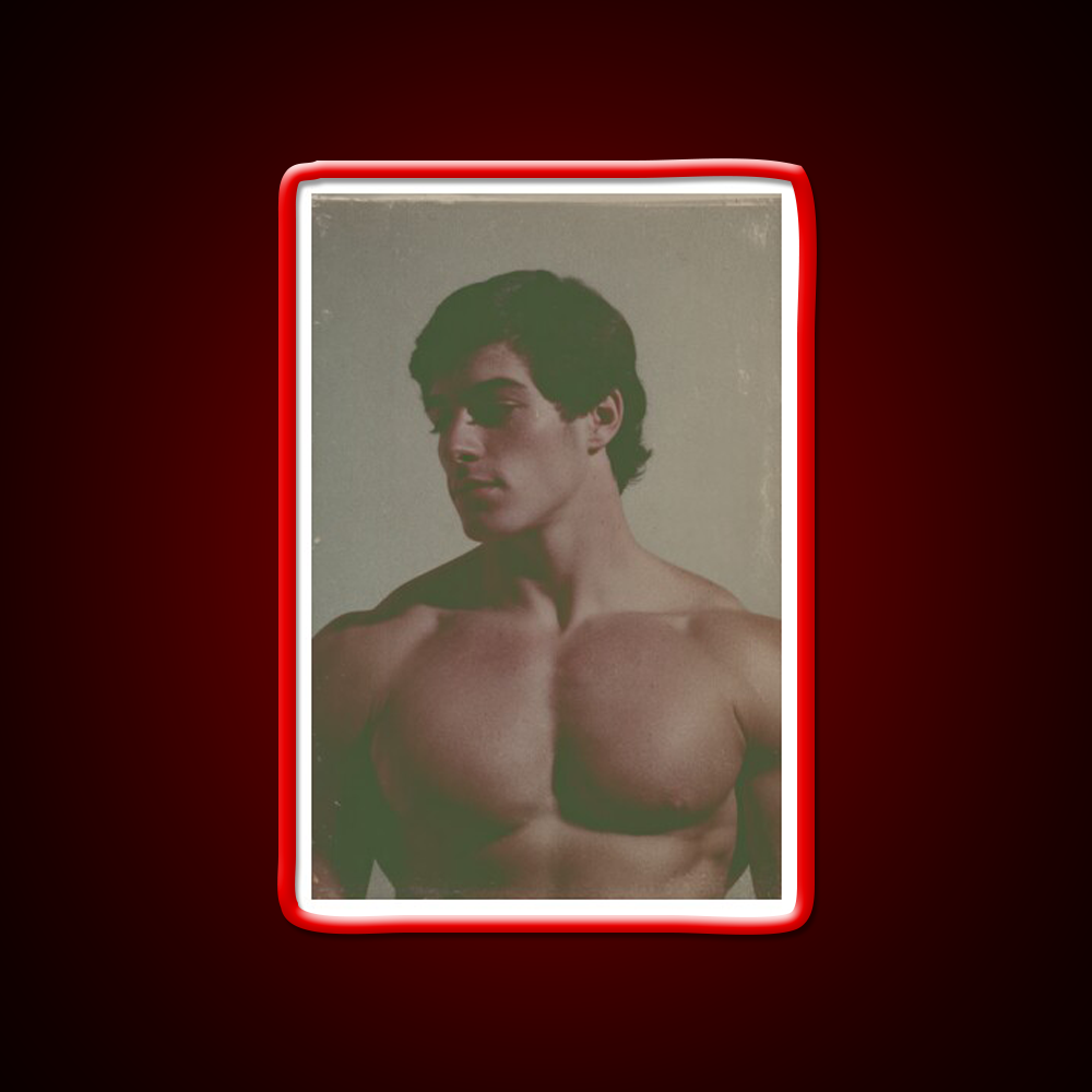 70S Muscular Handsome Male Vintage Physique Gym Fitness Led Neon Sign Rgb Color