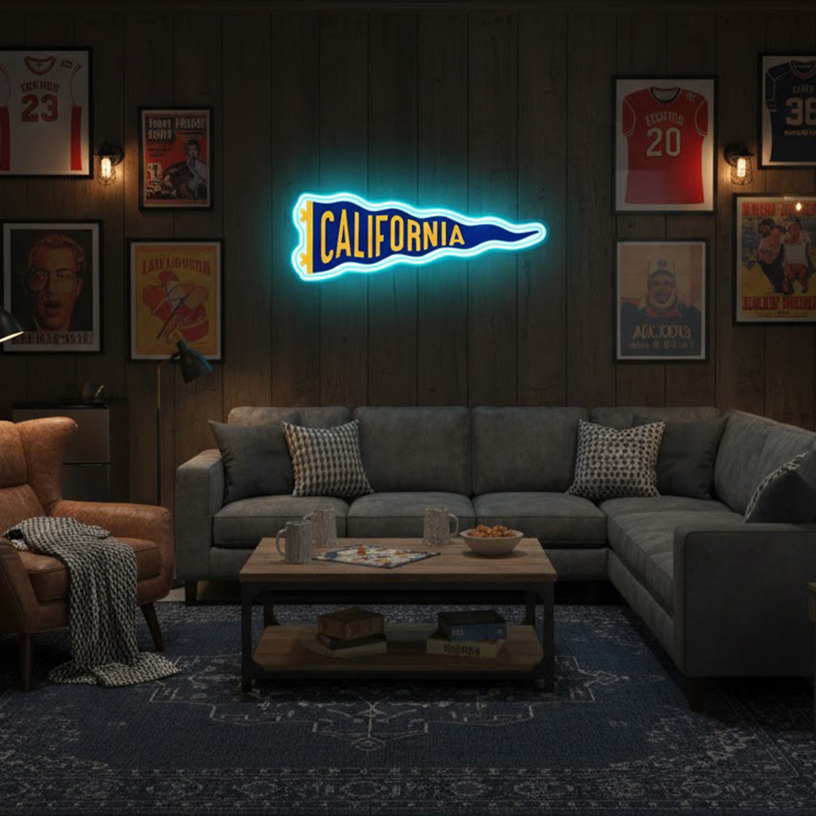 ShineNeon™ California Pennant LED Neon Sign - Retro Wall Decor for Dorm Bar Garage (USB Powered)