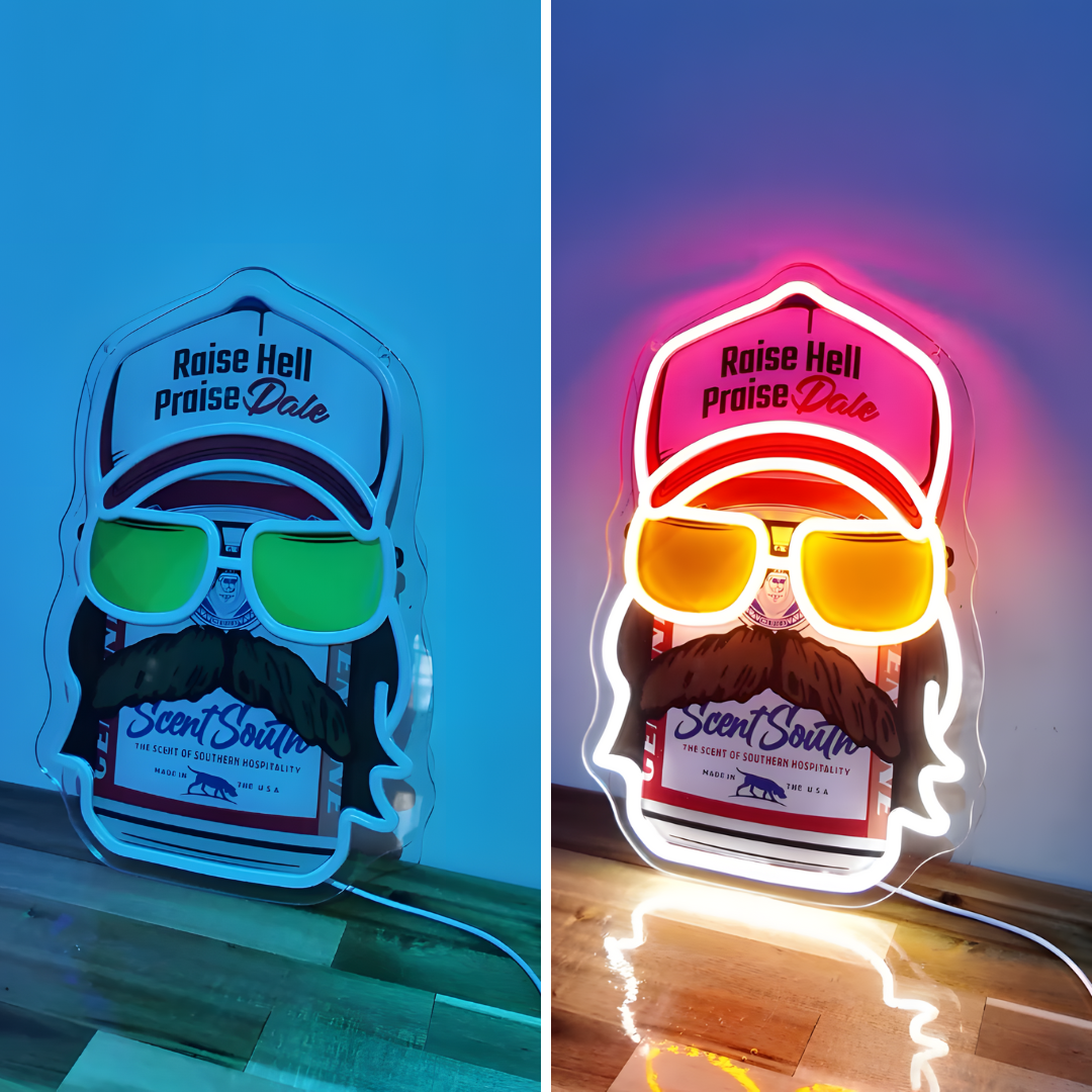 Bearded Racing Guy USB Led Neon Sign for Boys Room Man Cave Game Room & Birthday Gifts