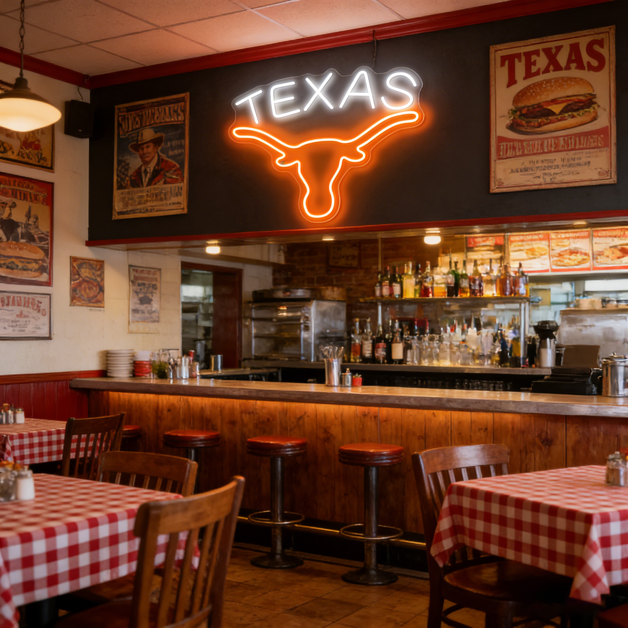 Texas Longhorn USB LED Neon Sign for Bar Game Room & Man Cave Wall Decor