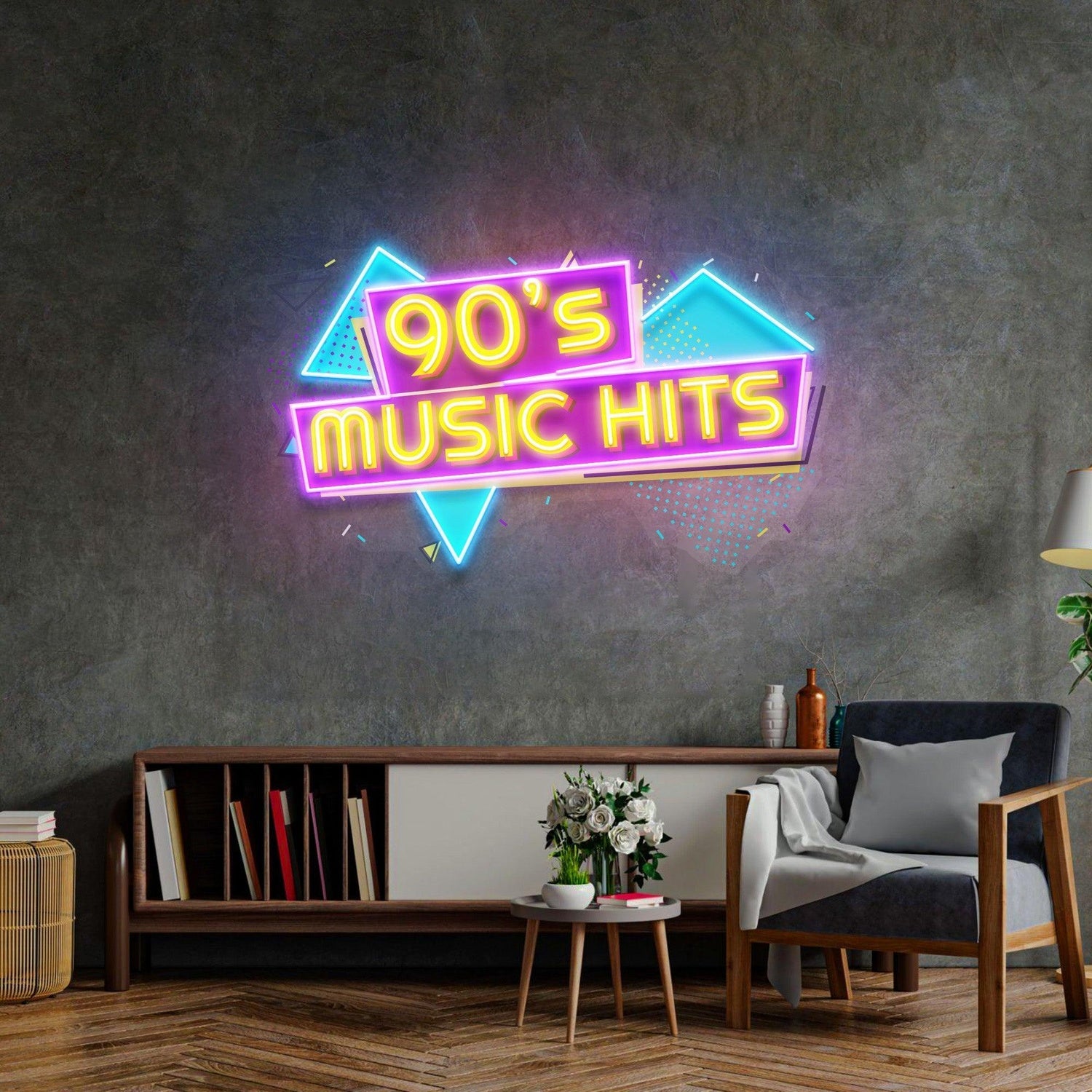 90s Music Hits Retro Tri-Color Uv Printed Led Neon Sign For Music Room Bar Decor | Shineneon