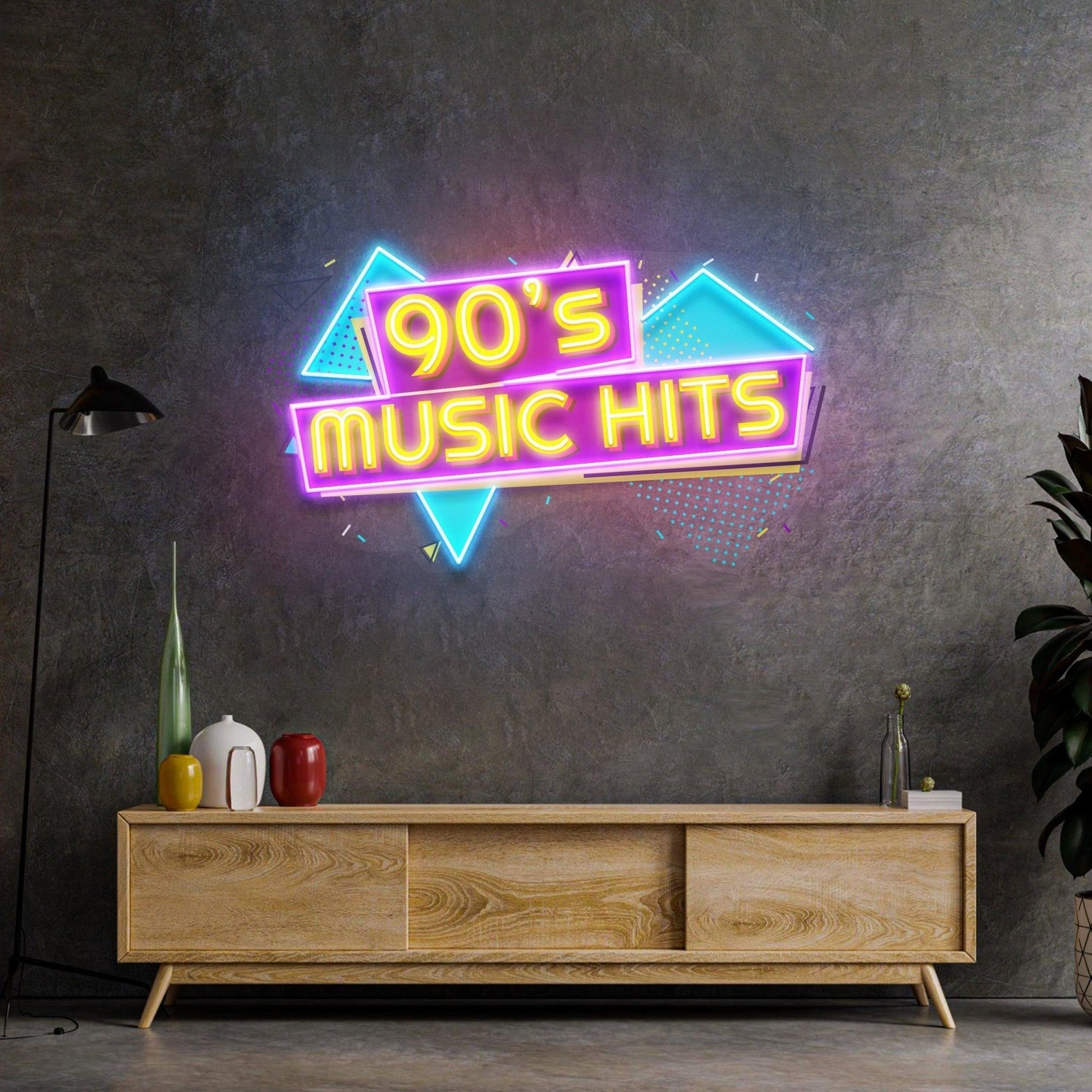 90s Music Hits Retro Tri-Color Uv Printed Led Neon Sign For Music Room Bar Decor | Shineneon