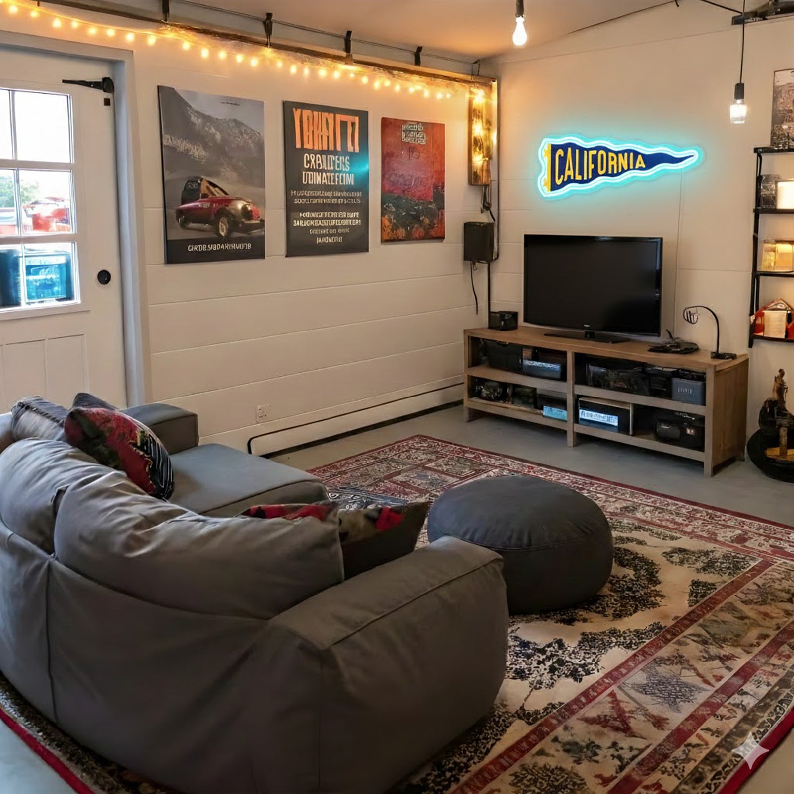 ShineNeon™ California Pennant LED Neon Sign - Retro Wall Decor for Dorm Bar Garage (USB Powered)