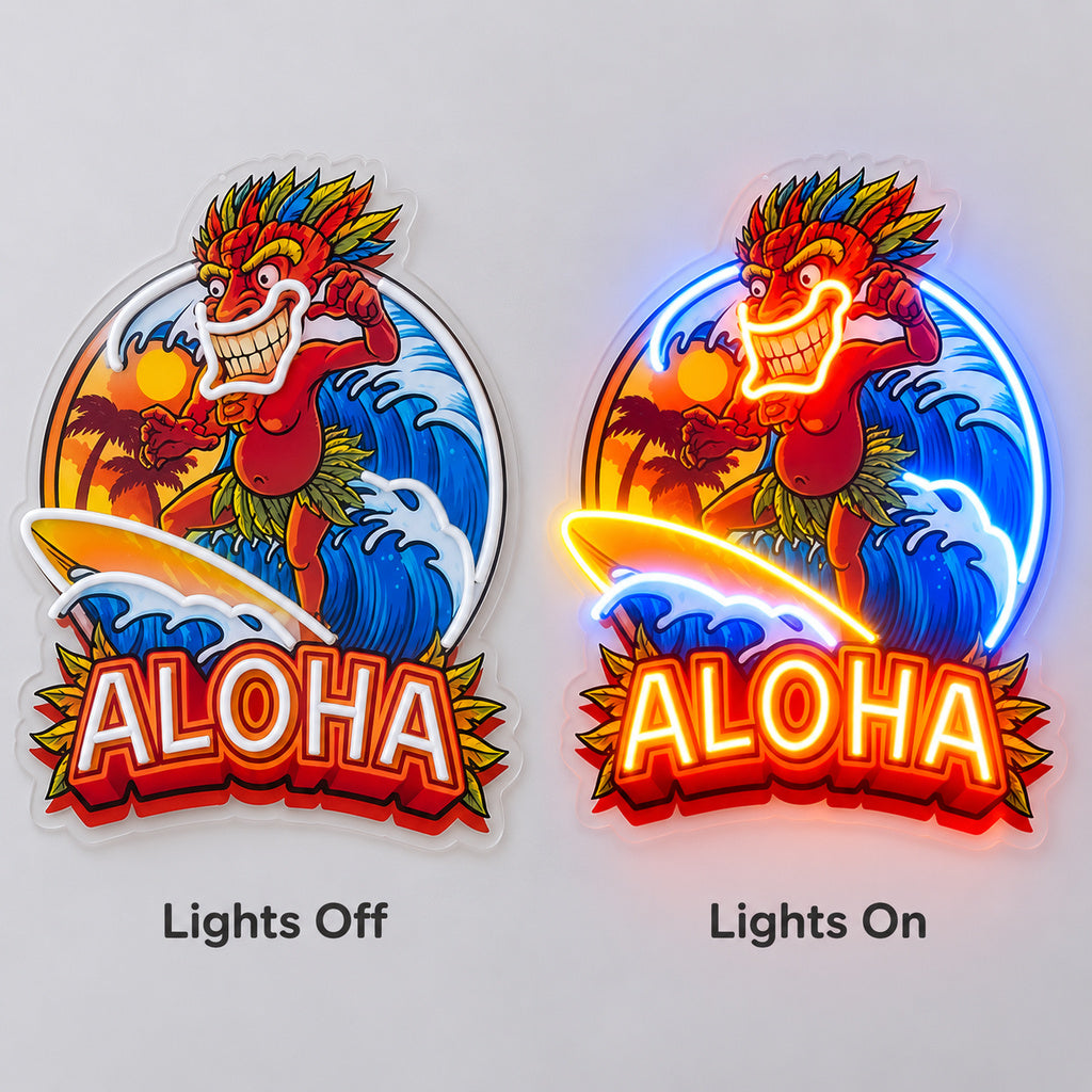 Aloha Tropical Character LED Neon Sign indoor scene