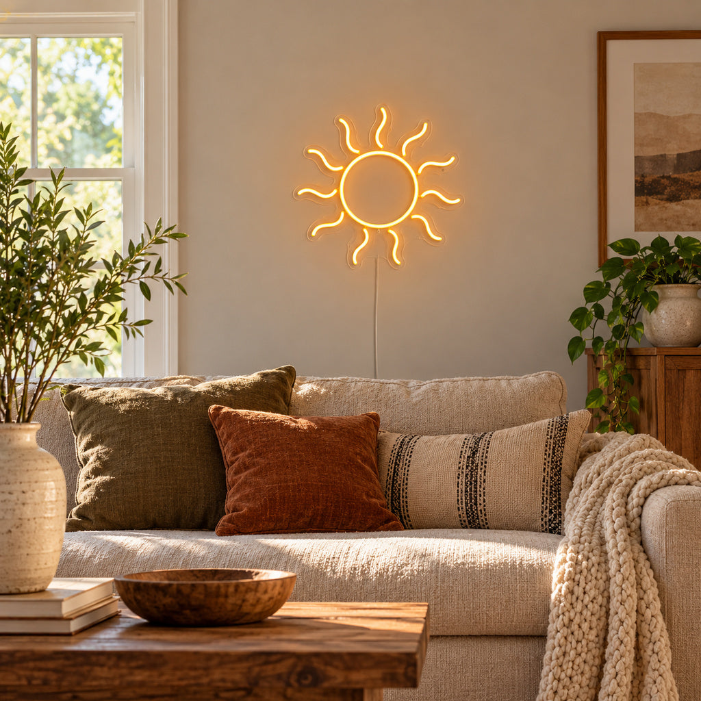 Amber Sun Rays LED Neon Sign lifestyle scene