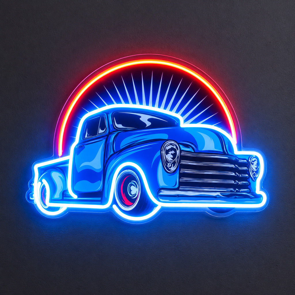 Blue Classic Truck Sunset LED Neon Sign image 1