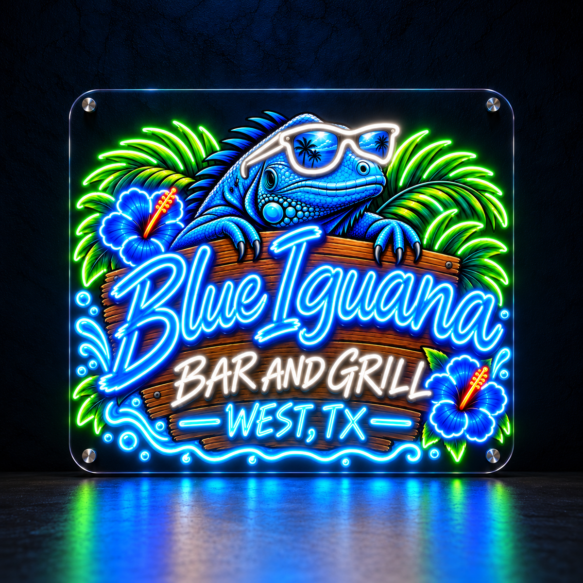 Blue Iguana Bar and Grill Custom LED Neon Sign