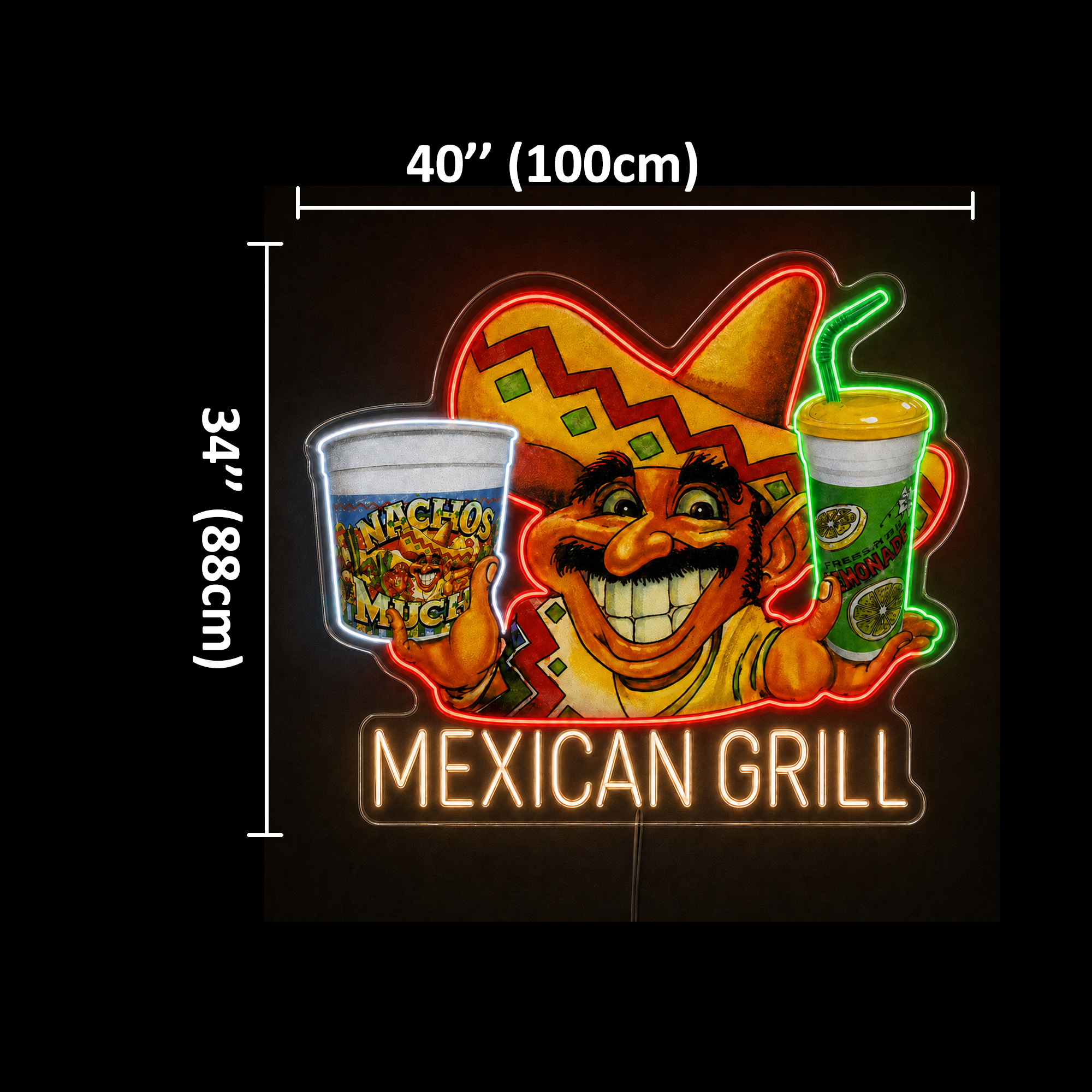 MEXICAN GRILL Custom LED Neon Sign 40inch