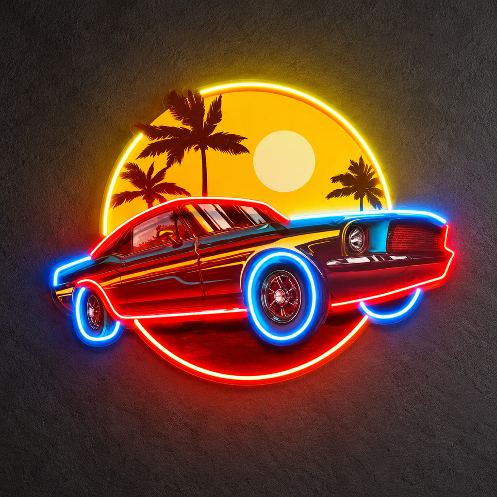 Classic Car Sunset LED Neon Sign image 1