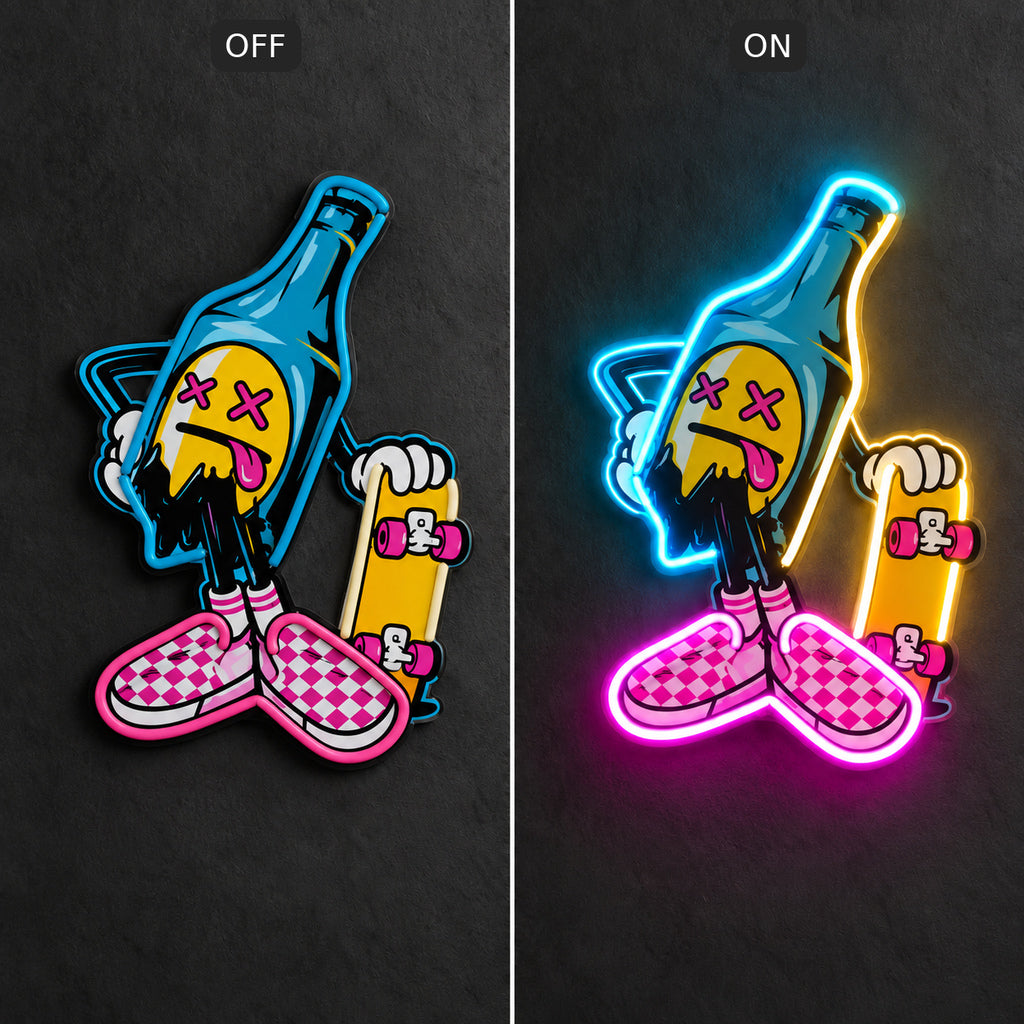 Cool Skateboard Beer LED Neon Sign image 3