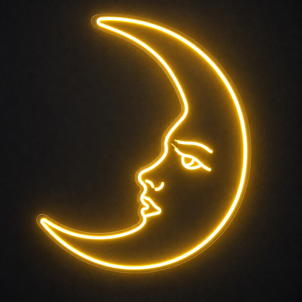 Crescent Moon Face LED Neon Sign image 1