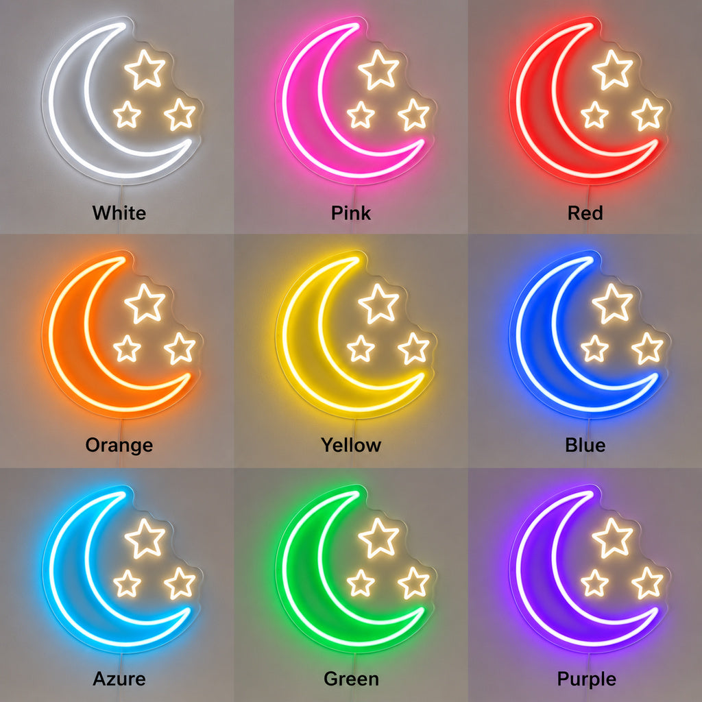 Crescent Moon Three Stars LED Neon Sign image 4