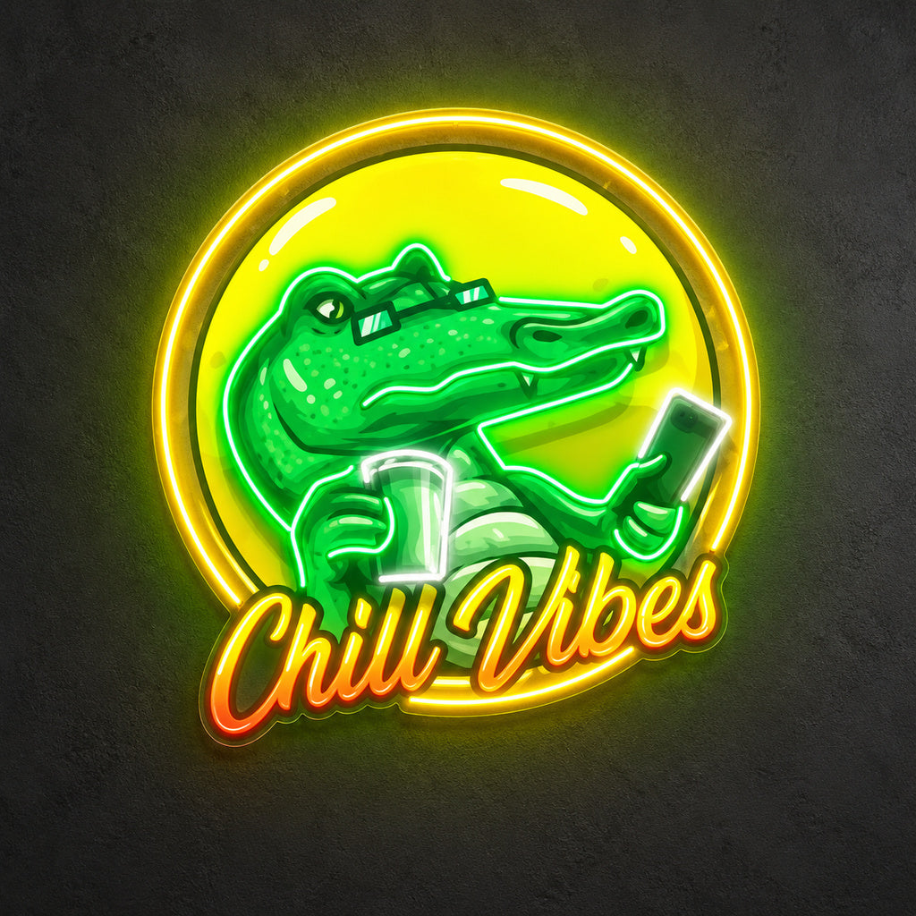Crocodile Chill Vibes LED Neon Sign image 1