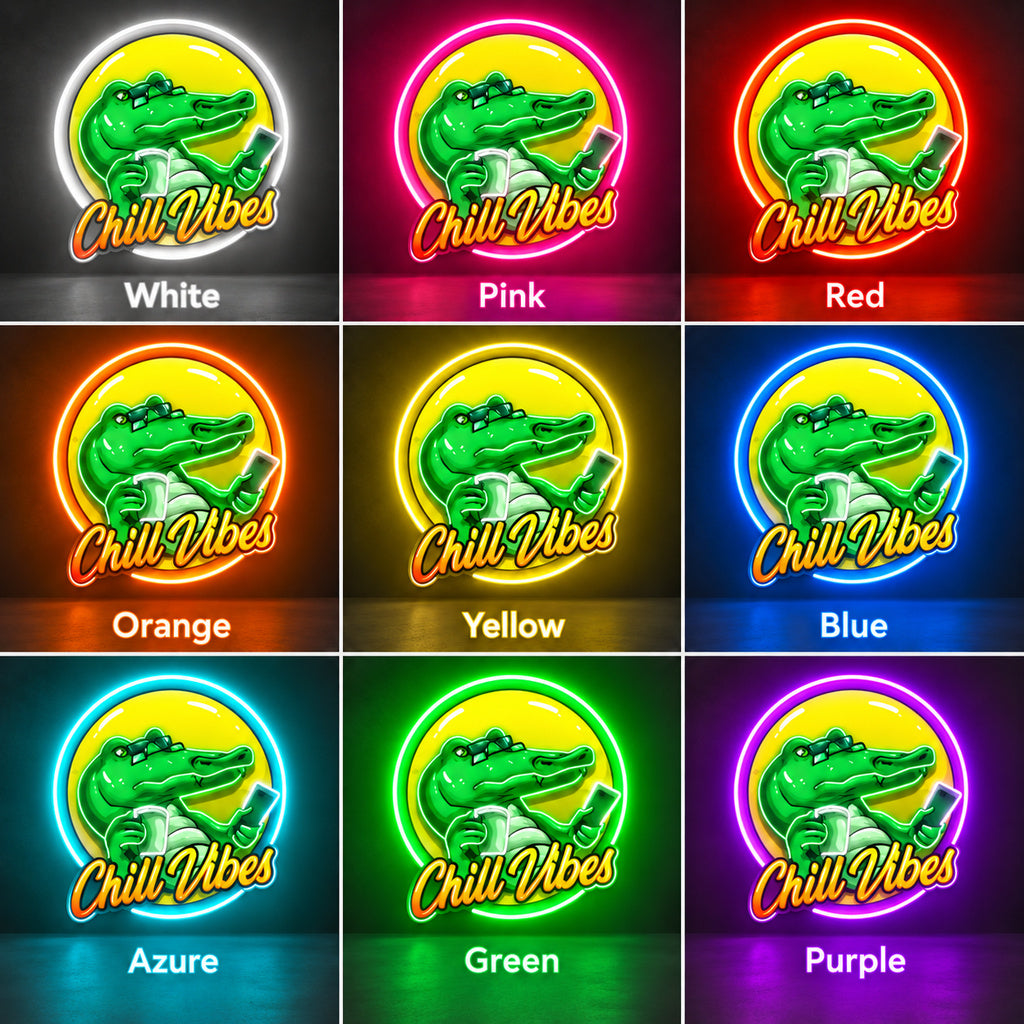 Crocodile Chill Vibes LED Neon Sign image 4