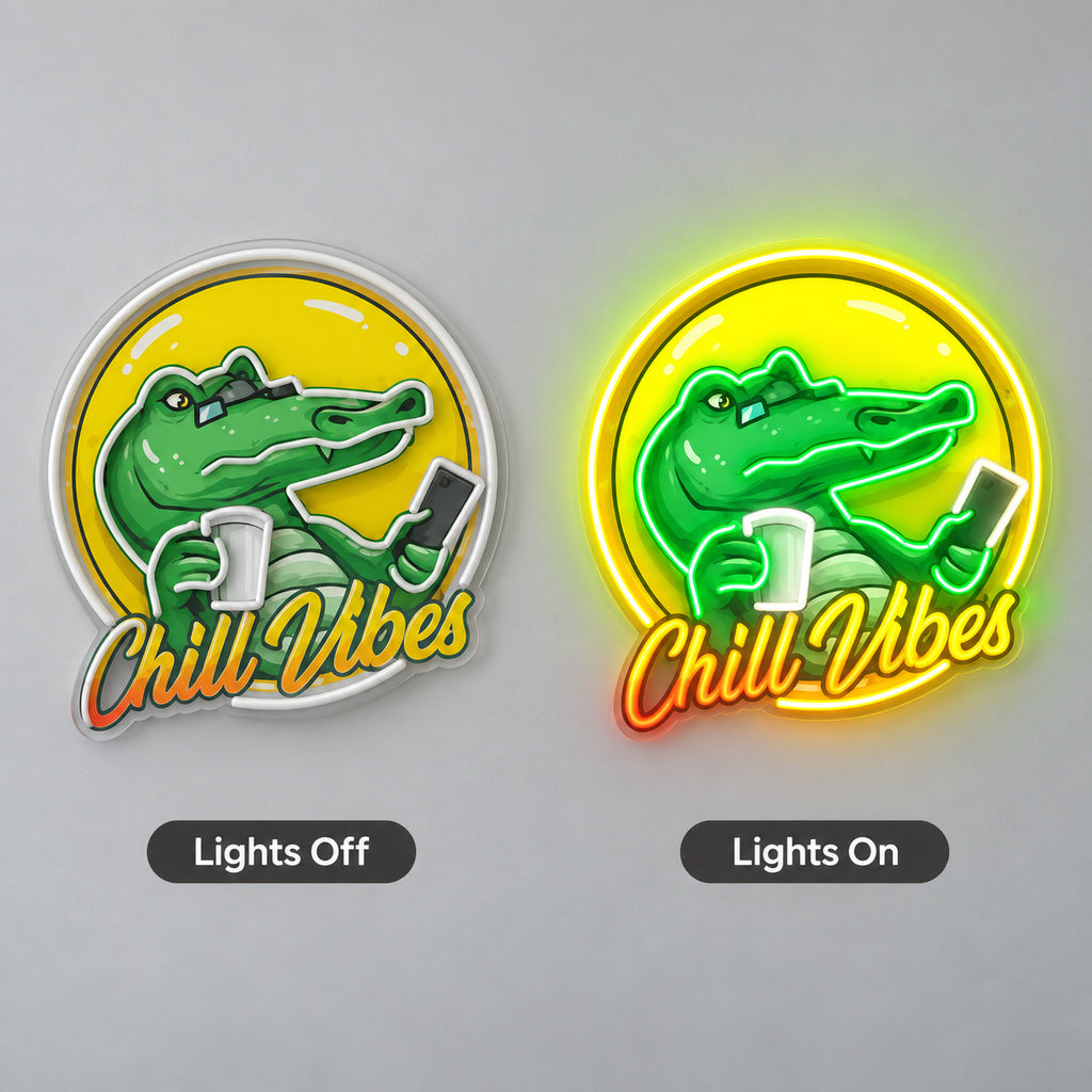 Crocodile Chill Vibes LED Neon Sign image 3