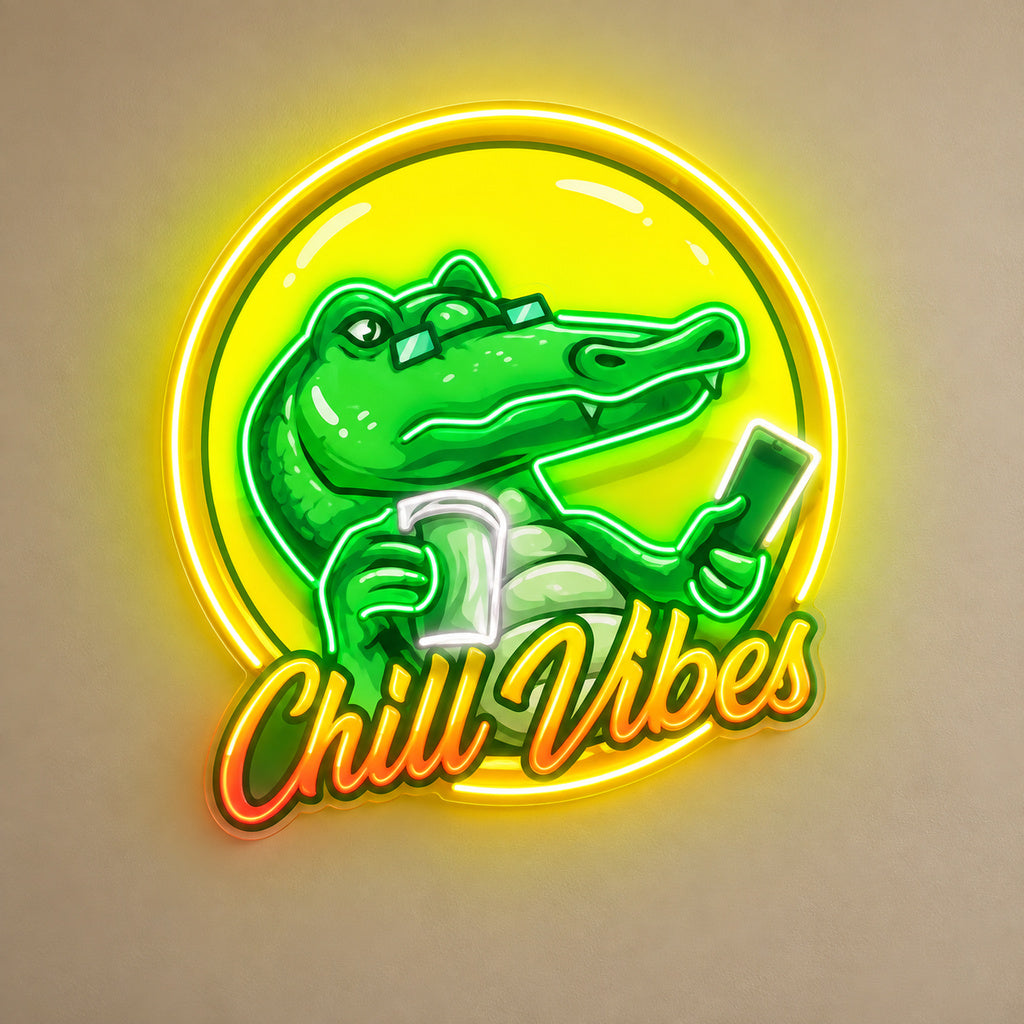 Crocodile Chill Vibes LED Neon Sign image 6