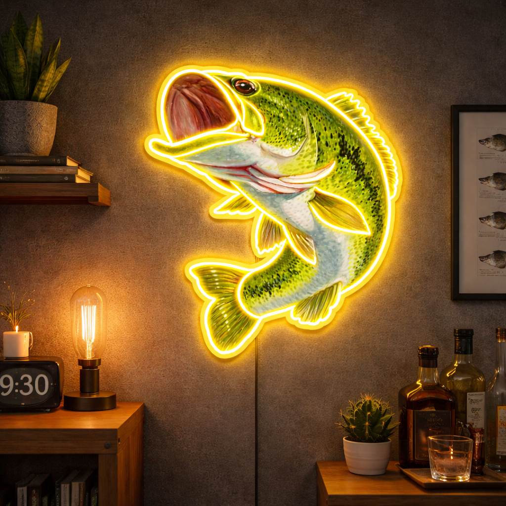ShineNeon™ Largemouth Bass Fishing LED Neon Sign - Vivid Angler Cave & Cabin Wall Decor
