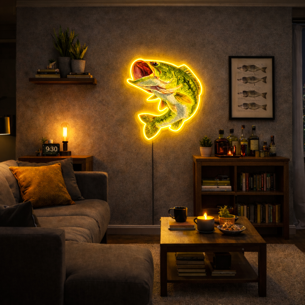 ShineNeon™ Largemouth Bass Fishing LED Neon Sign - Vivid Angler Cave bar & Cabin Wall Decor