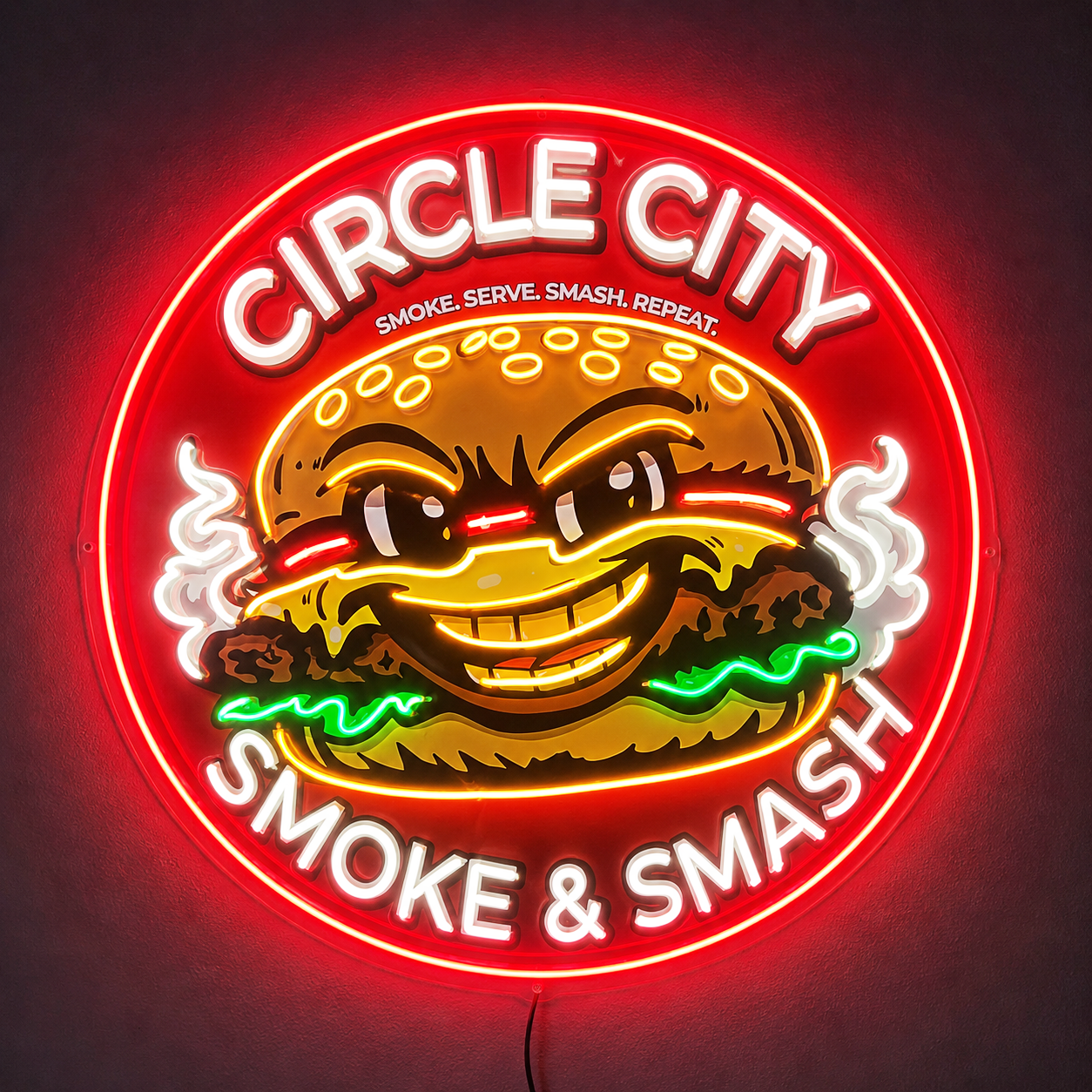 CIRCLE CITY SMOKE & SMASH Custom LED Neon Sign