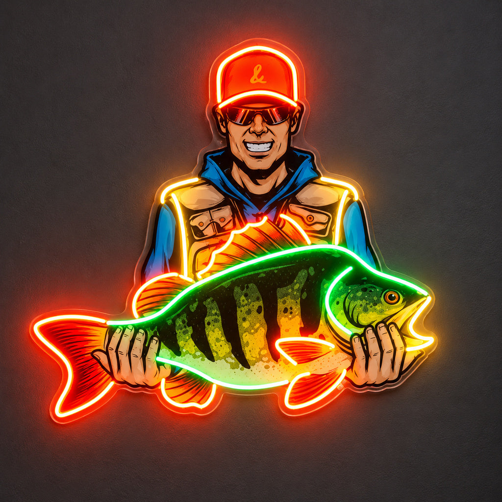 Fisherman Holding Fish LED Neon Sign image 1