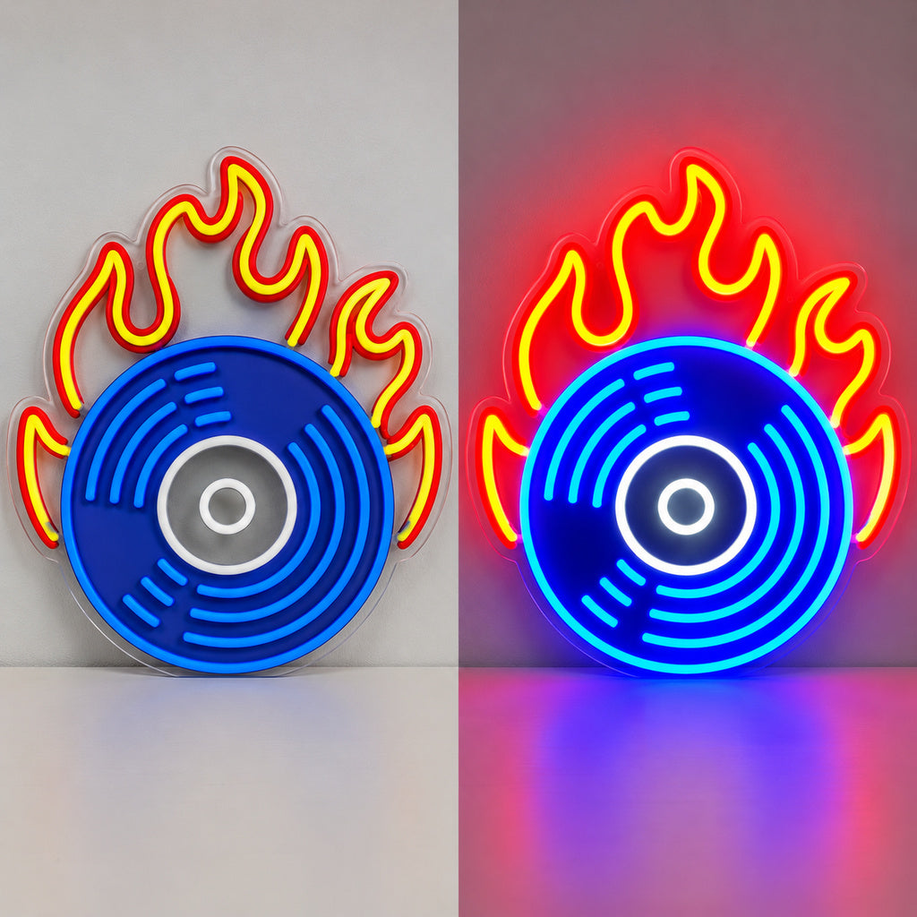 Flaming Vinyl Record LED Neon Sign image 3