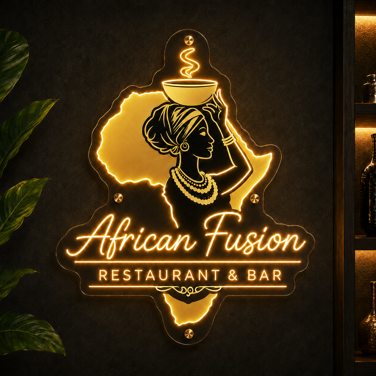 African Fusion Restaurant Bar Custom LED Neon Sign