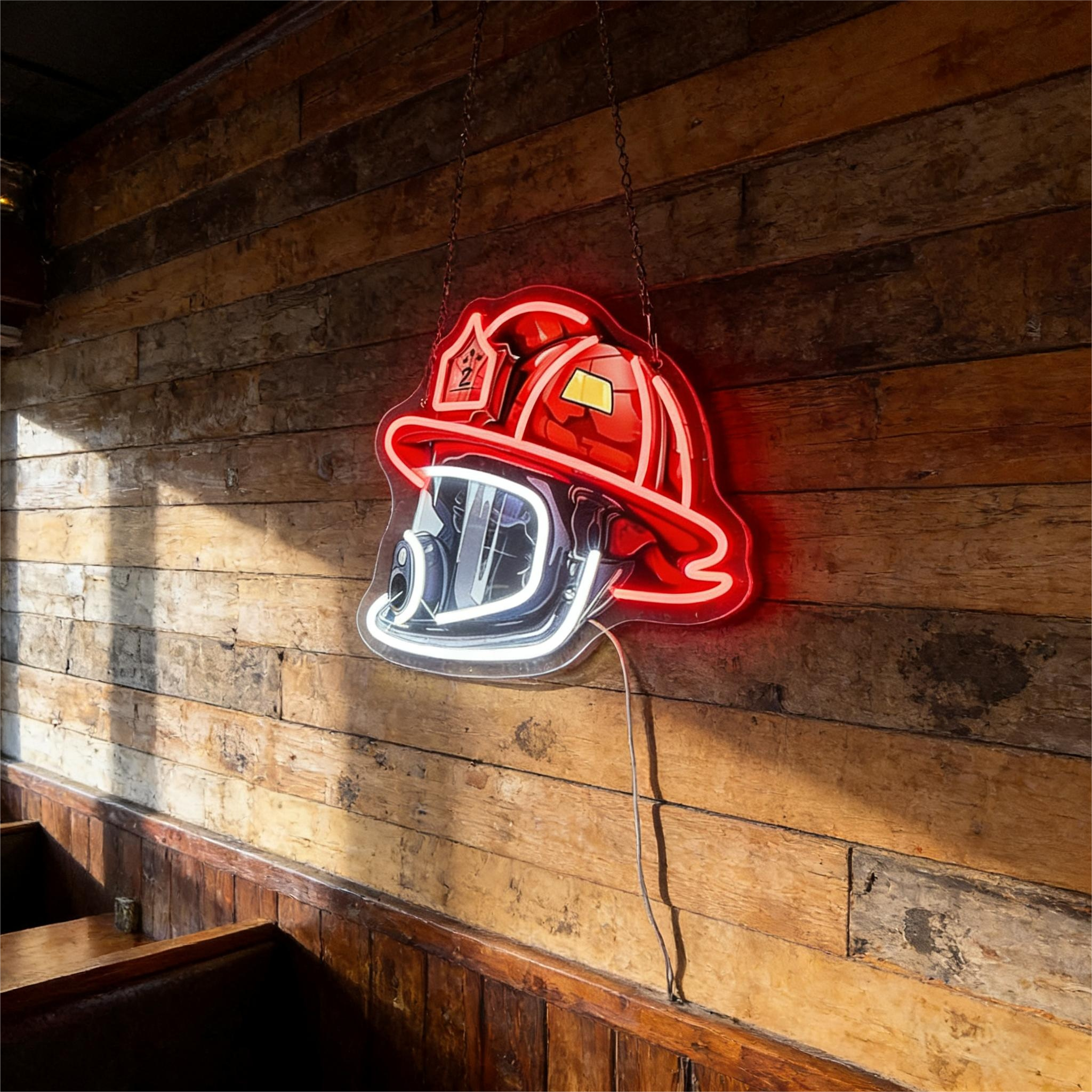 Firefighter Helmet Design USB Led Neon Sign