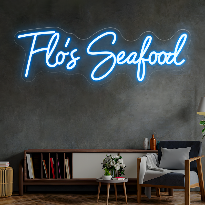 Flo's Seafood Custom Neon Sign