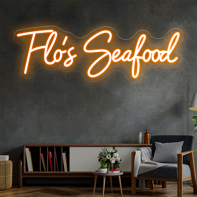Flo's Seafood Custom Neon Sign