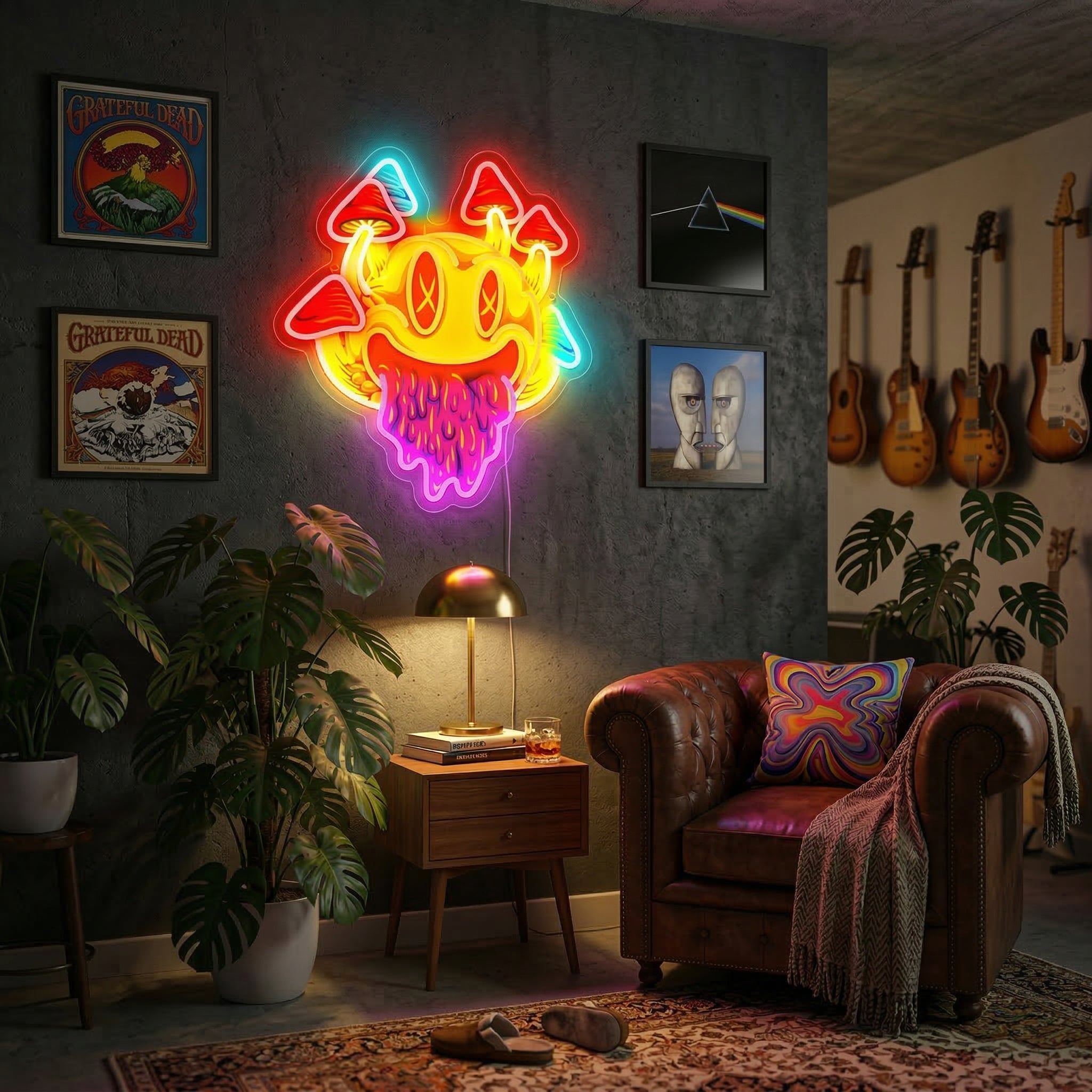 ShineNeon™ Trippy Melting Smiley Face Neon Sign - Psychedelic Wall Decor for Game Room & Man Cave