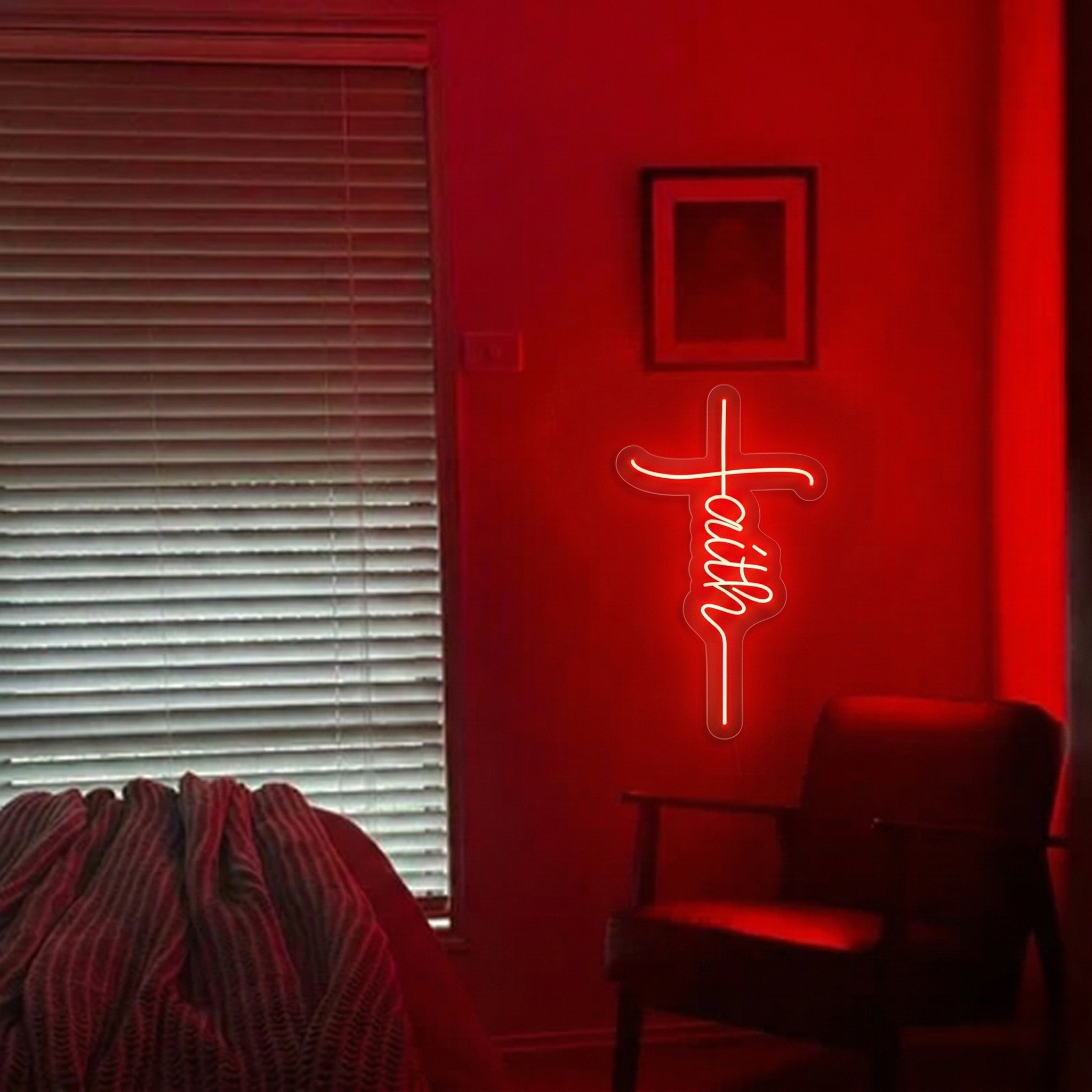 ShineNeon™ Red Faith Cross LED Neon Sign - Christian Wall Decor & Prayer Room Glow