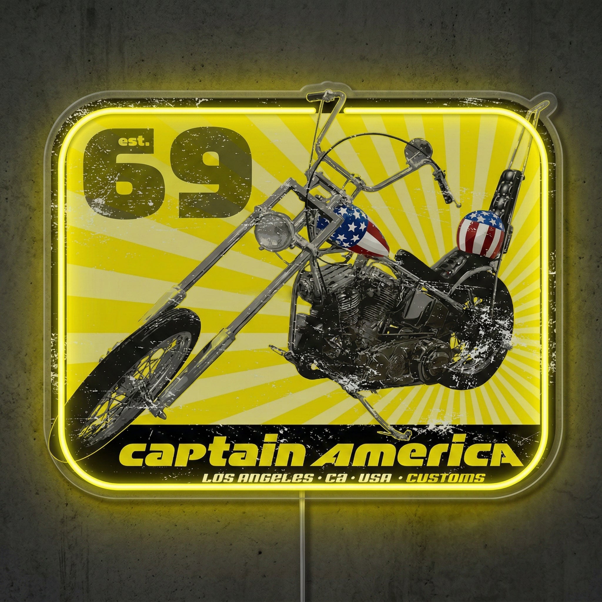 ShineNeon™ Captain America Chopper LED Neon Sign - Vintage 69 Biker Wall Art