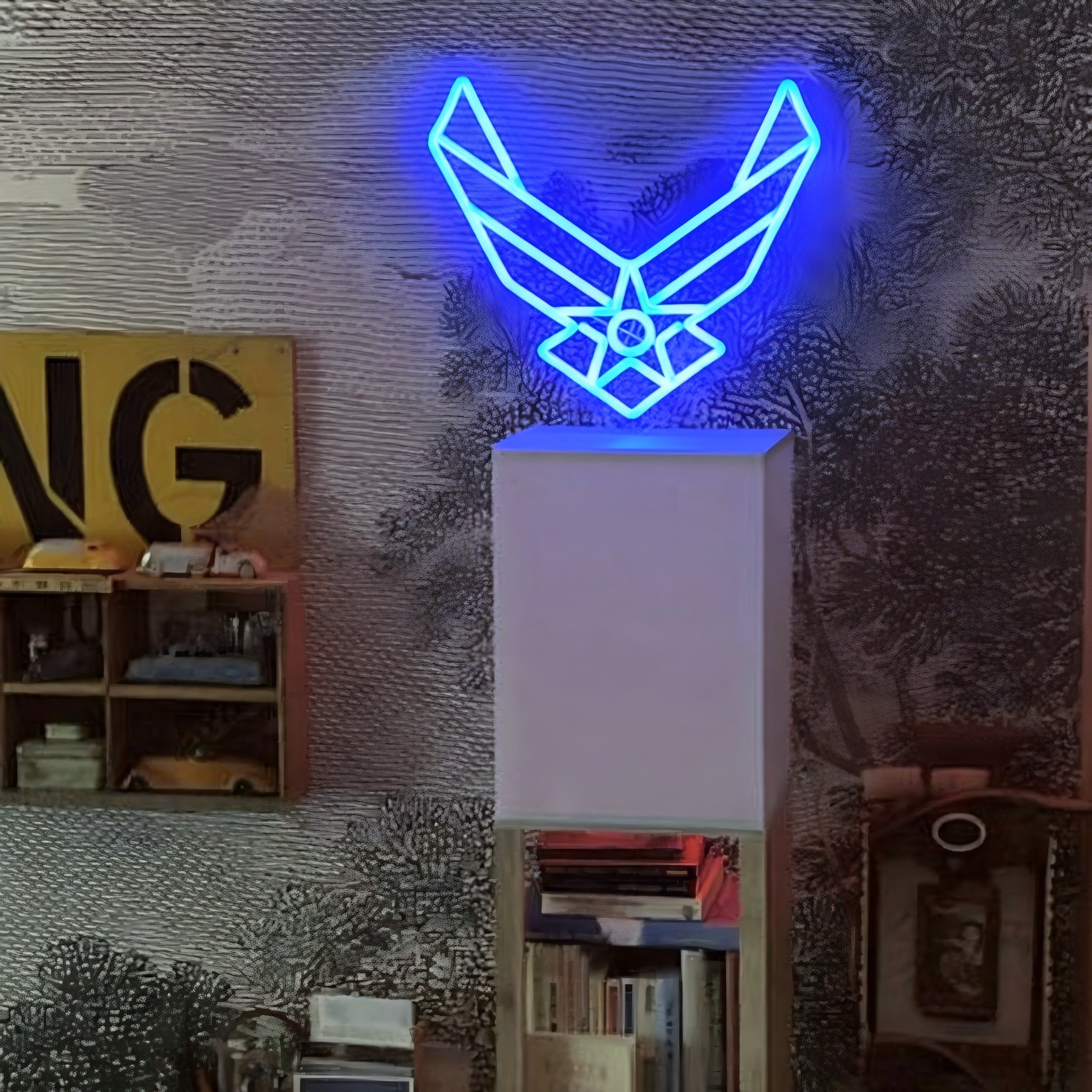 ShineNeon™ Stealth Wing LED Neon Sign – Tactical Blue Glow for Garage & Mancave
