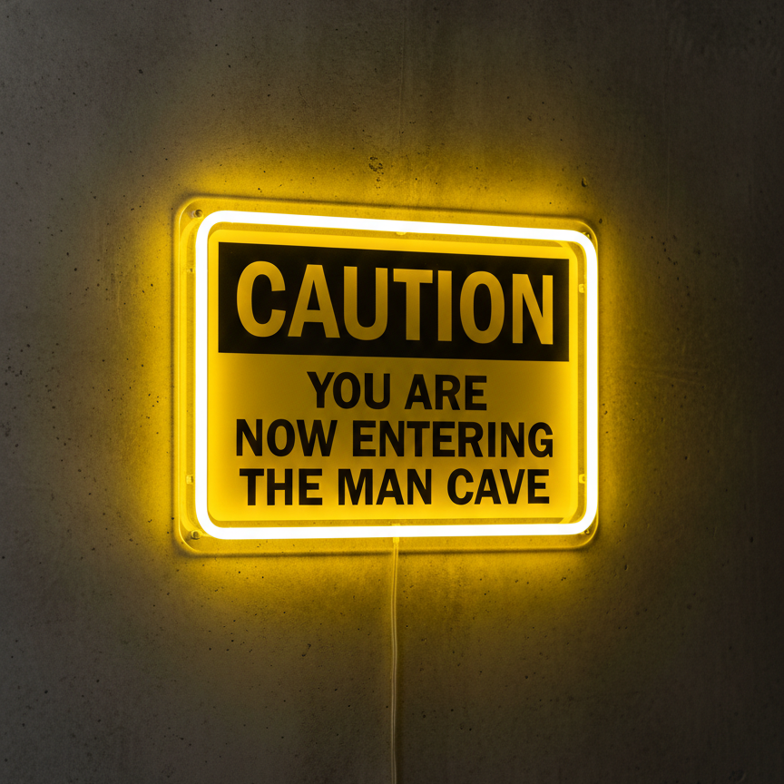ShineNeon™ Caution Man Cave LED Neon Sign - Yellow Warning Light for Garage & Game Room