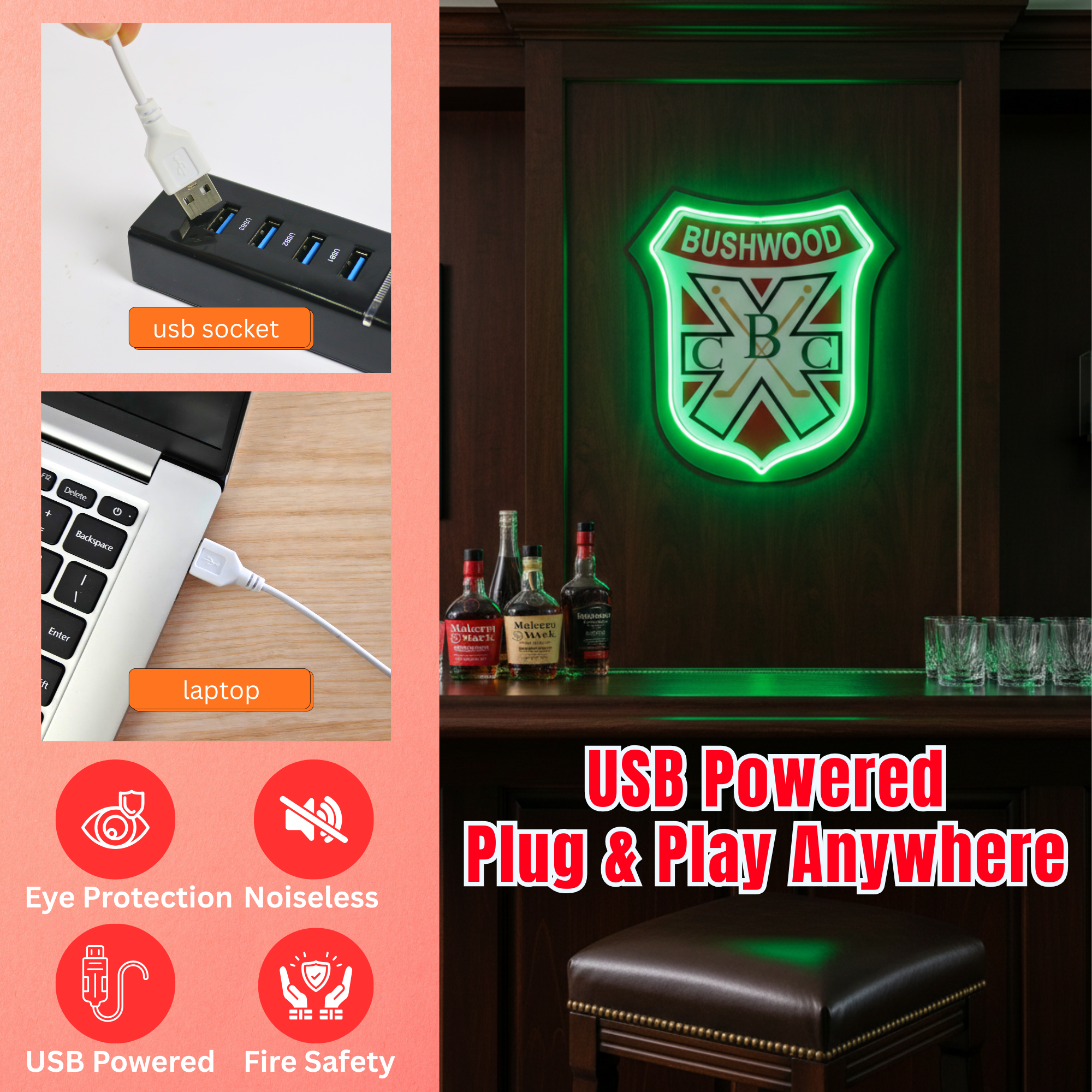 ShineNeon™ Bushwood Country Club LED Neon Sign - Retro Golf Decor for Man Cave