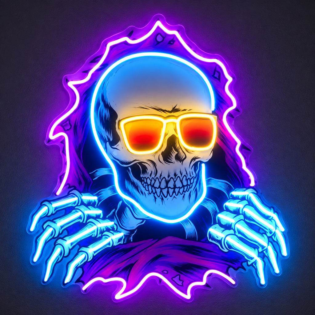 Hooded Skull Sunglasses LED Neon Sign image 1