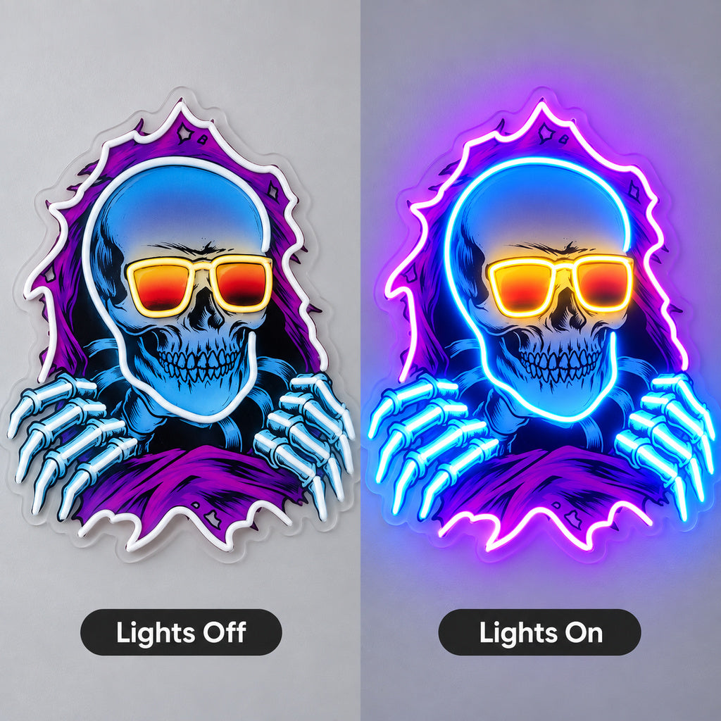 Hooded Skull Sunglasses LED Neon Sign image 3