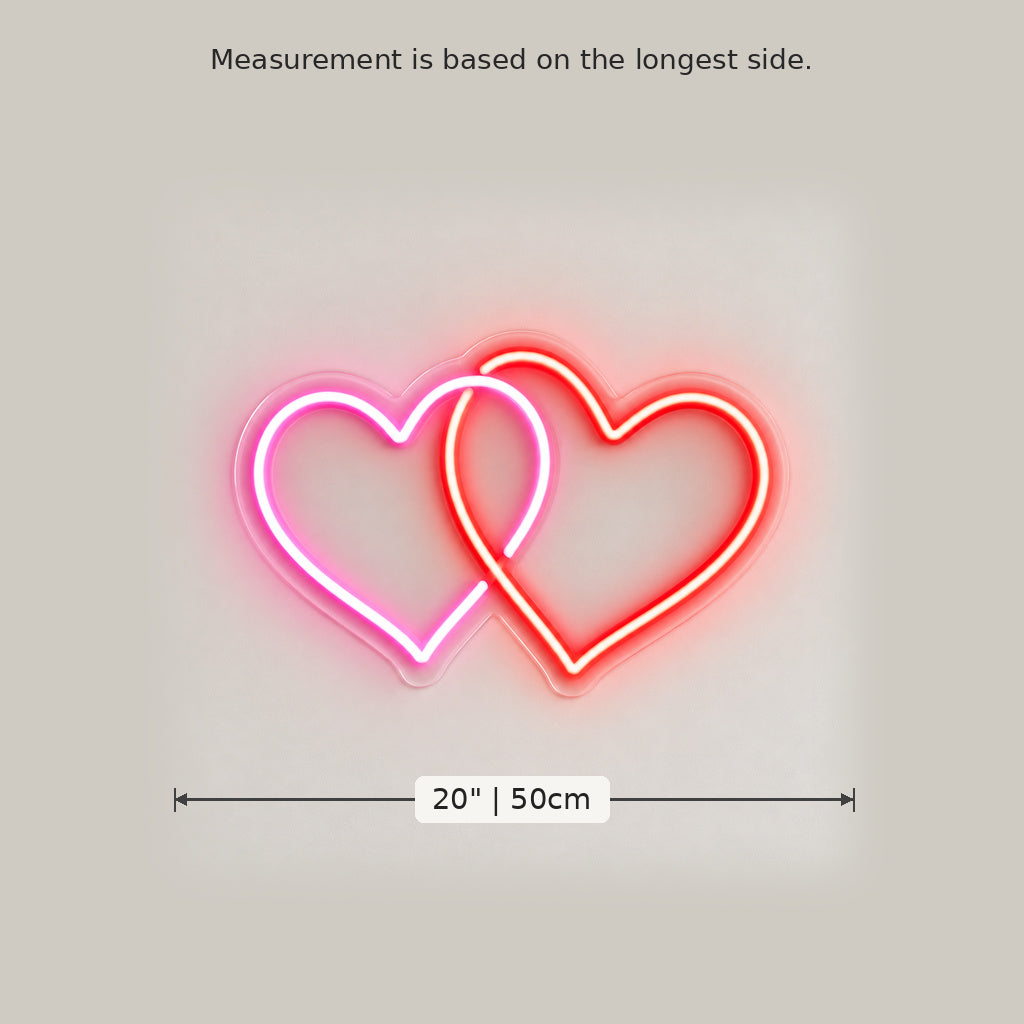 Intertwined Hearts Pink Red LED Neon Sign image 5