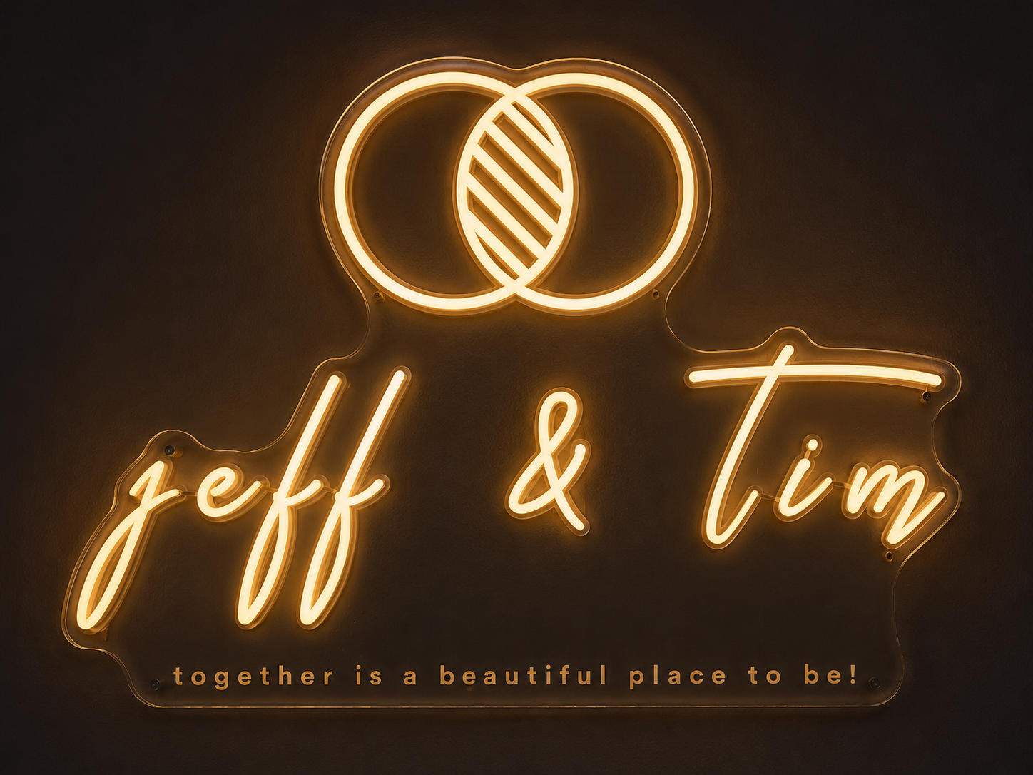 Jeff & Tim Wedding Custom Led Neon Sign Golden Yellow