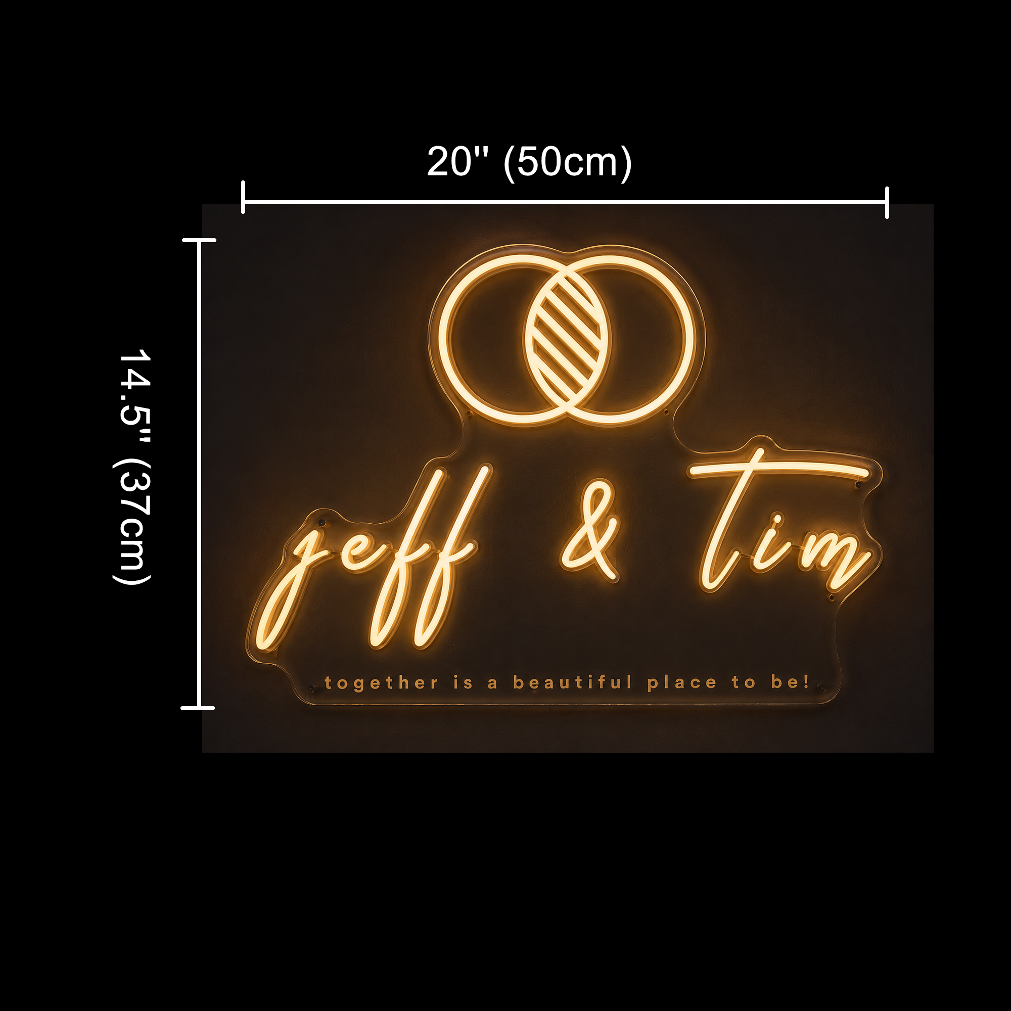 Jeff & Tim Wedding Custom Led Neon Sign Golden Yellow