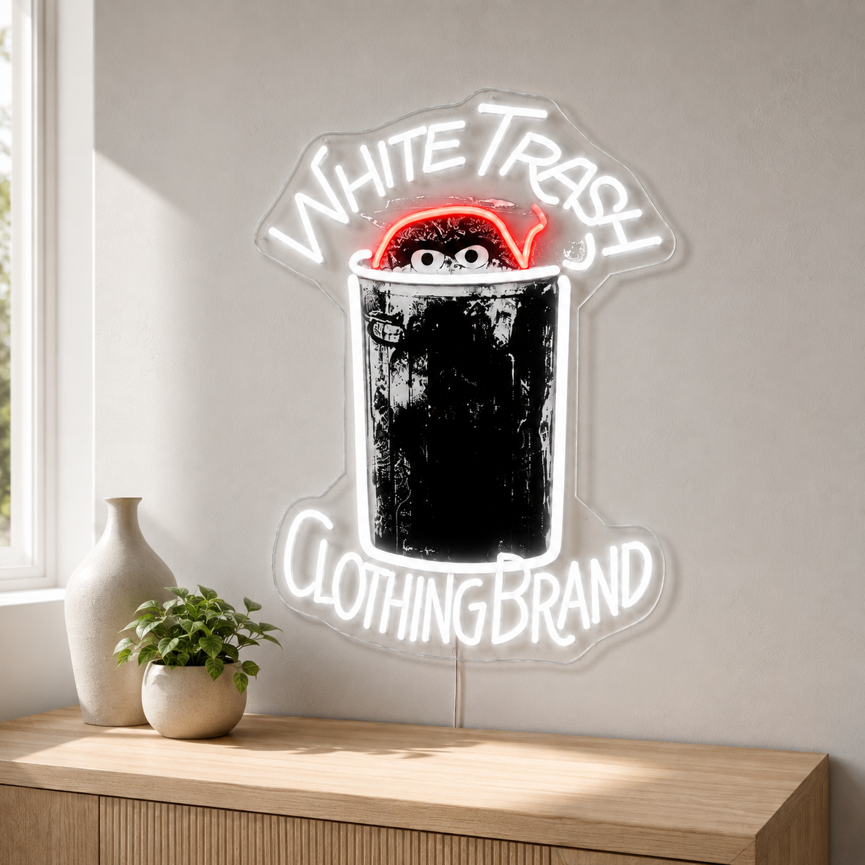 WHITE TRASH Custom LED Neon Sign
