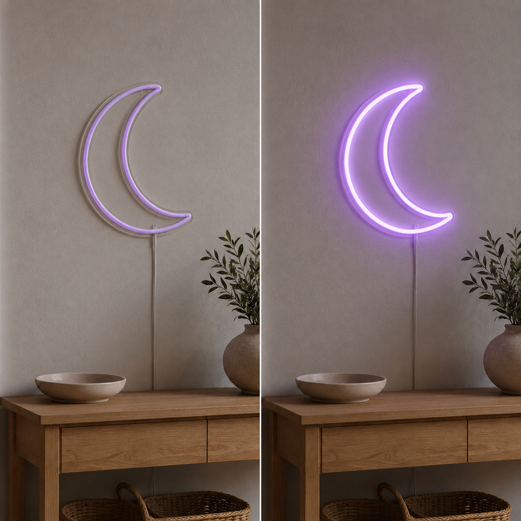 Lavender Crescent Moon LED Neon Sign image 3