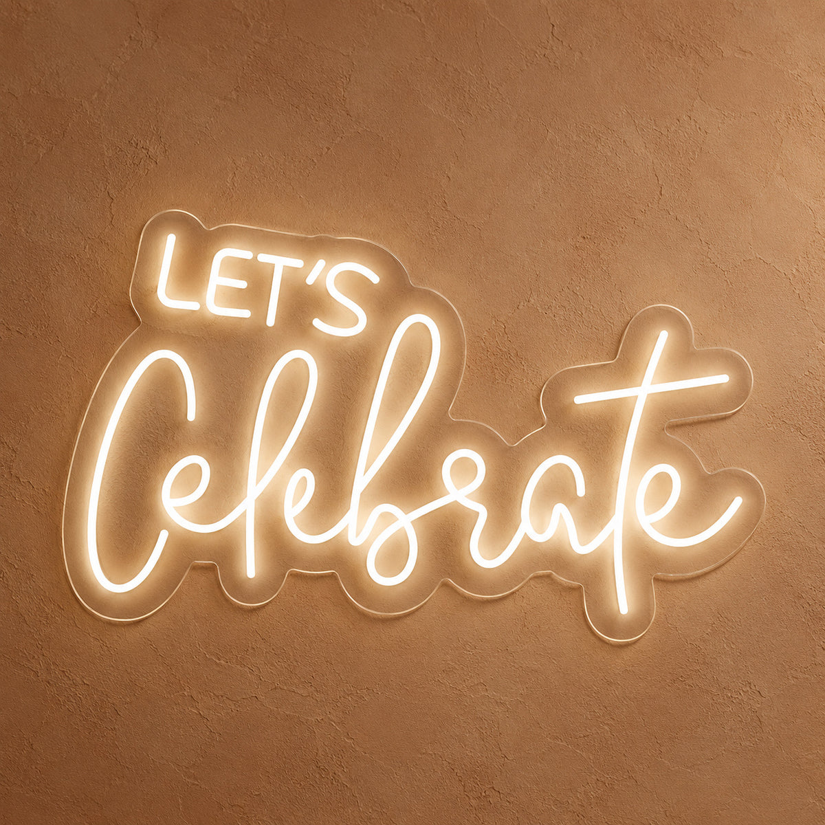 Lets Celebrate White Script LED Neon Sign — image 01